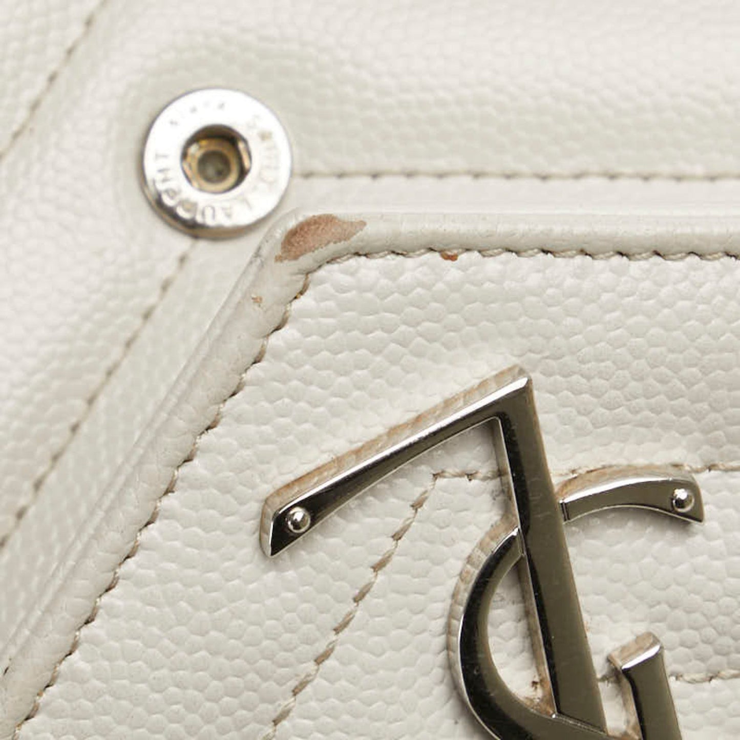 Saint Laurent Cassandre, White, Leather, wallet