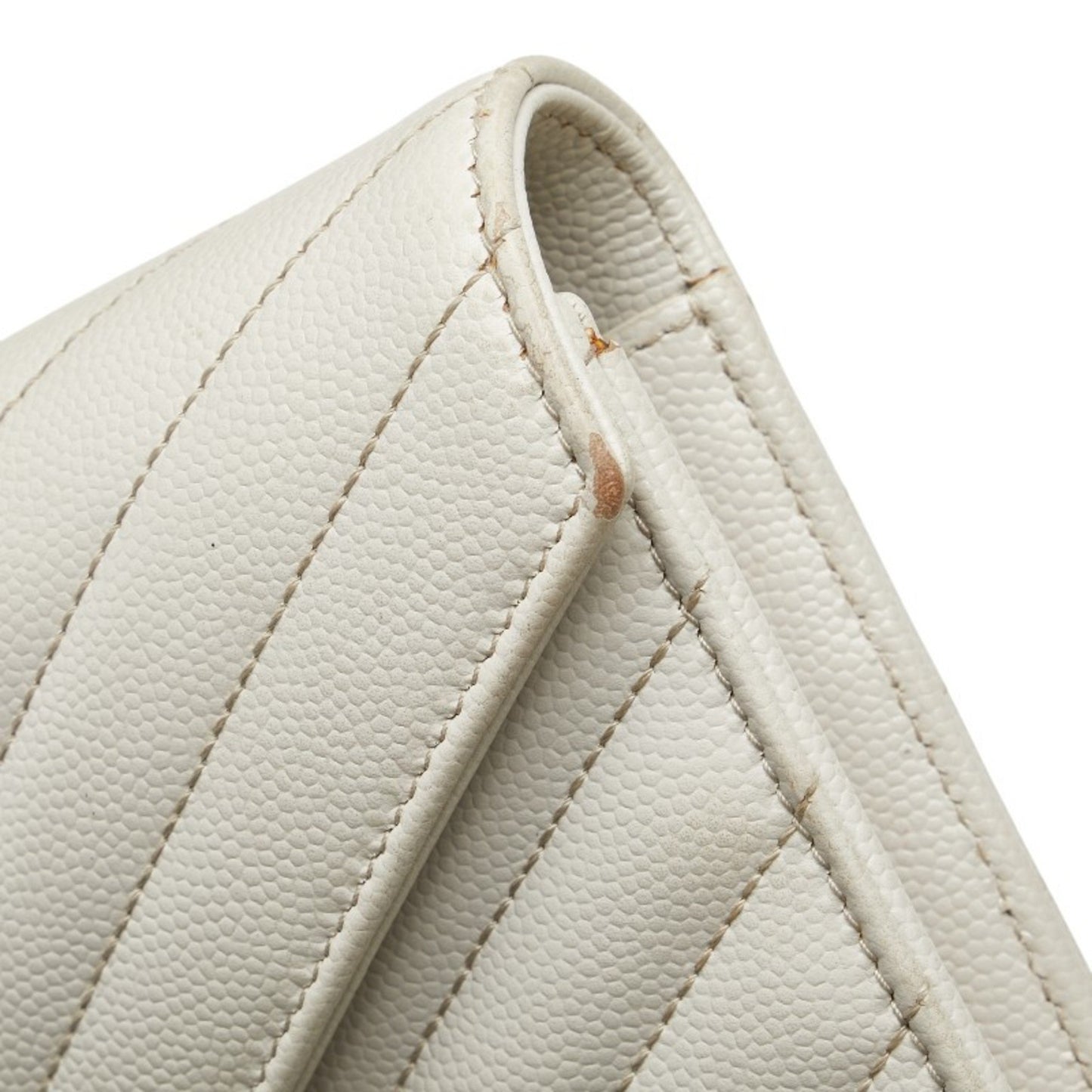 Saint Laurent Cassandre, White, Leather, wallet