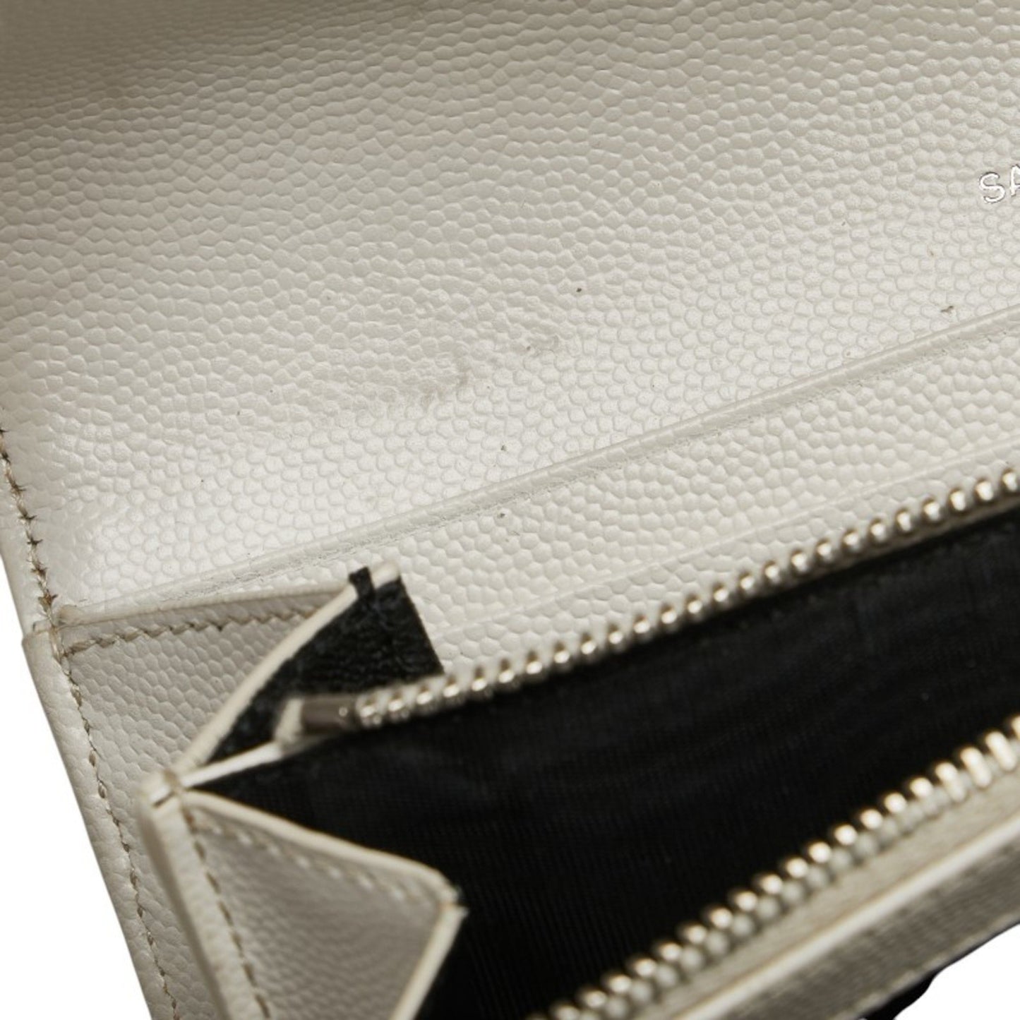 Saint Laurent Cassandre, White, Leather, wallet