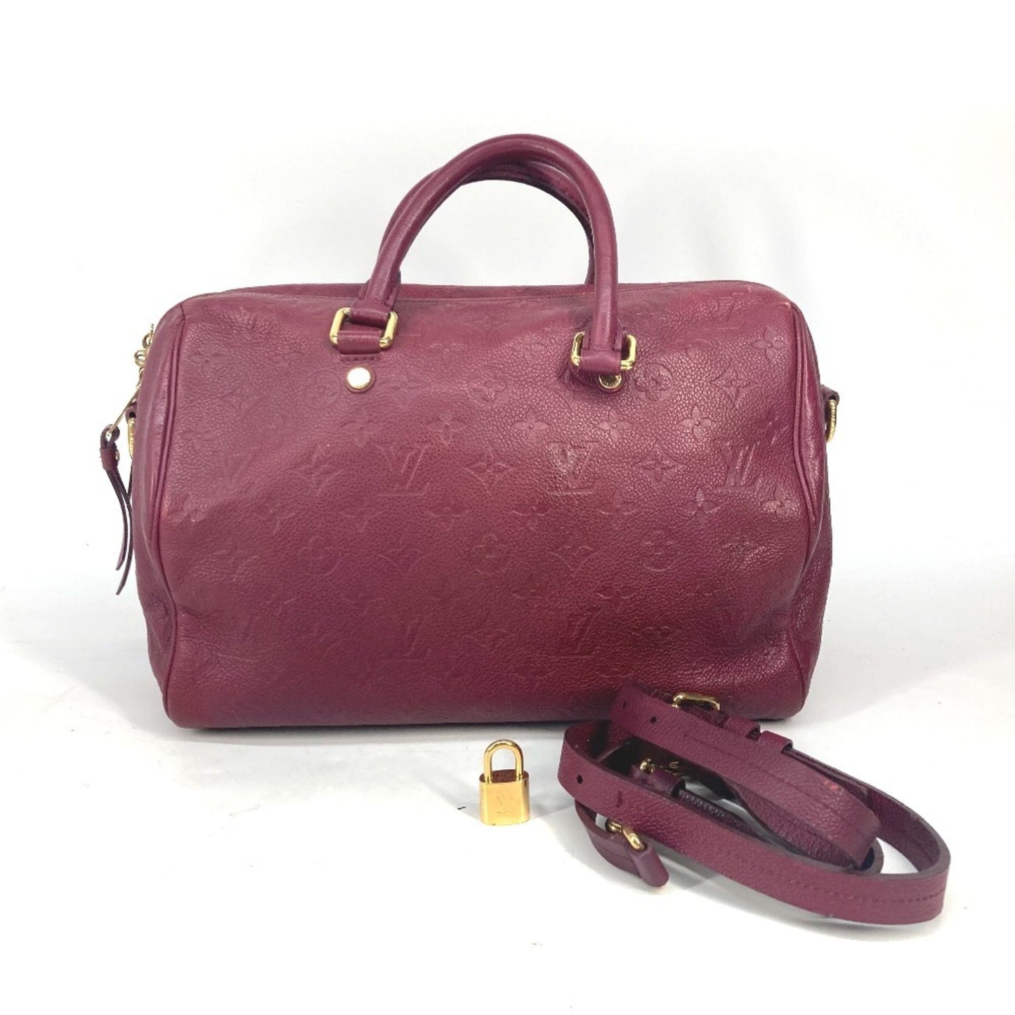 Louis Vuitton Speedy 30, Burgundy, Leather, handbag