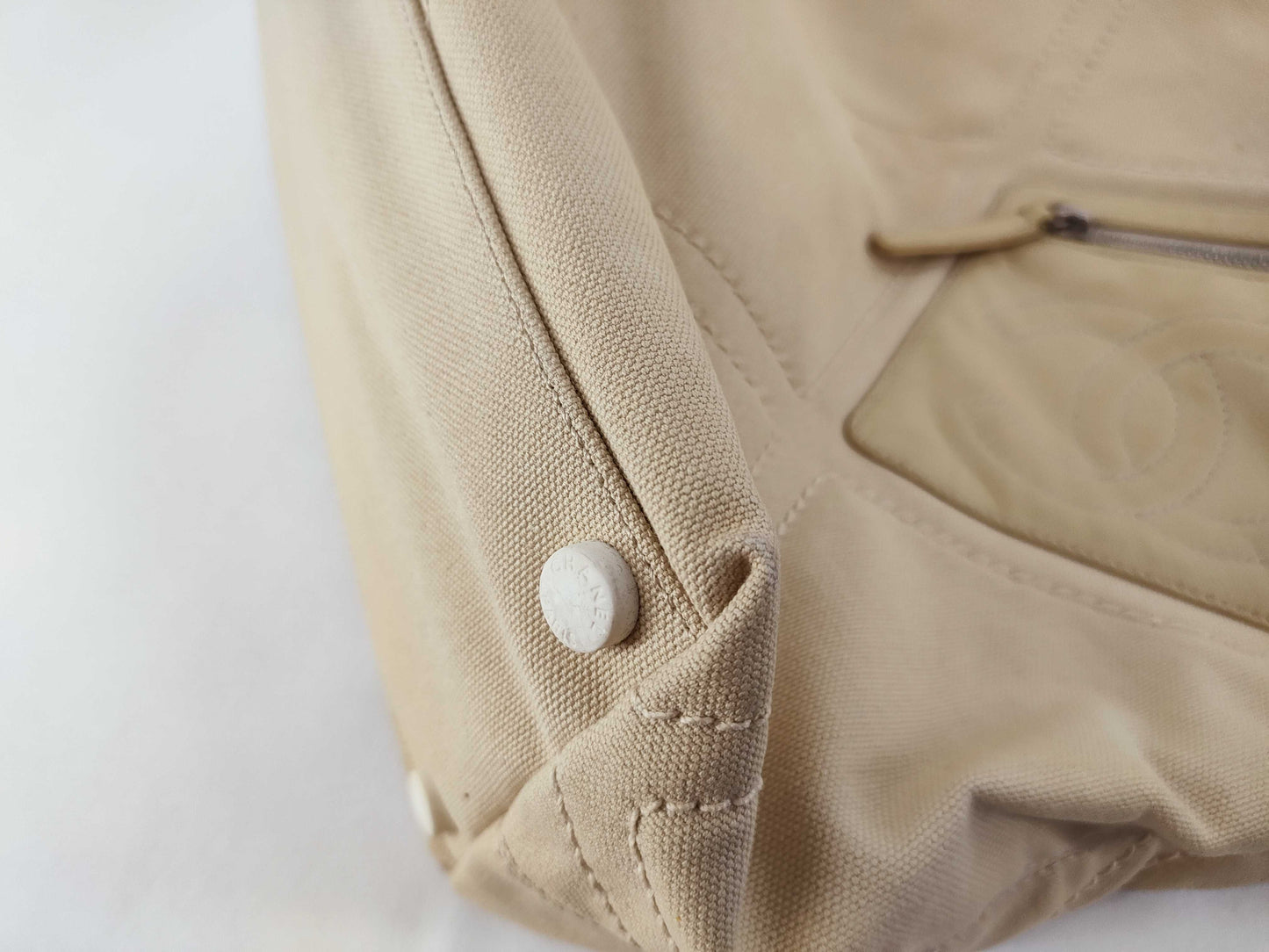 Chanel Shopper Tote Quilted Fabric, BROWN, CANVAS, Tote bag