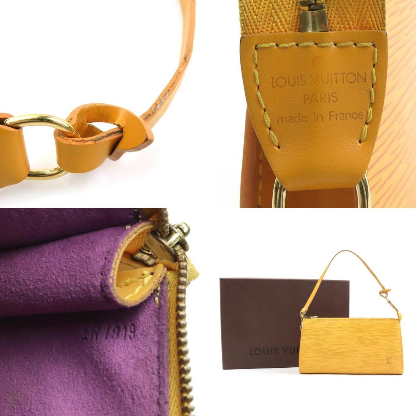 Louis Vuitton Pochette Accessoires Epi Leather, YELLOW, LEATHER, Handbag