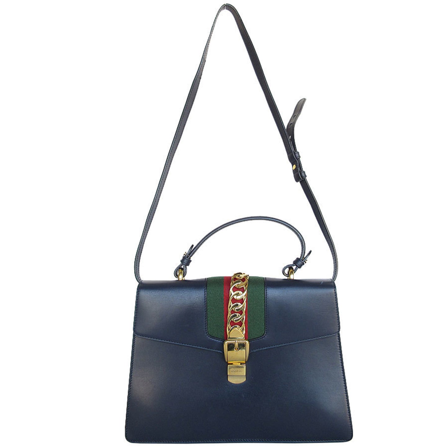 Gucci Sylvie, Navy, Leather, handbag
