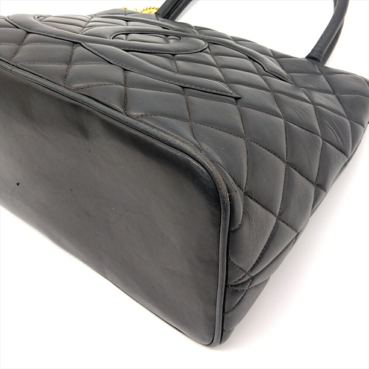 Chanel Medaillon, Black, Leather, handbag