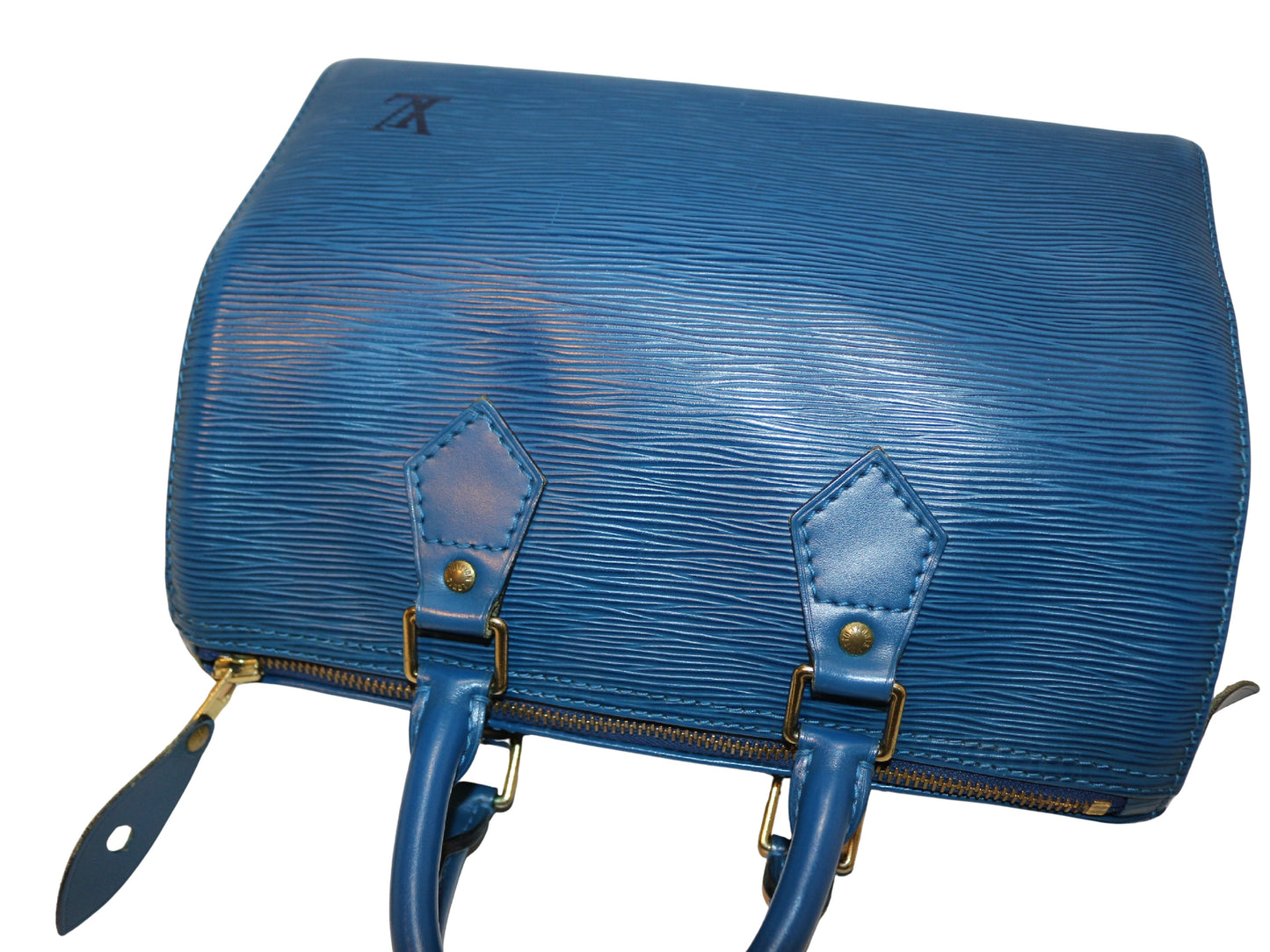 Louis Vuitton Speedy 25, Blue, Leather, handbag