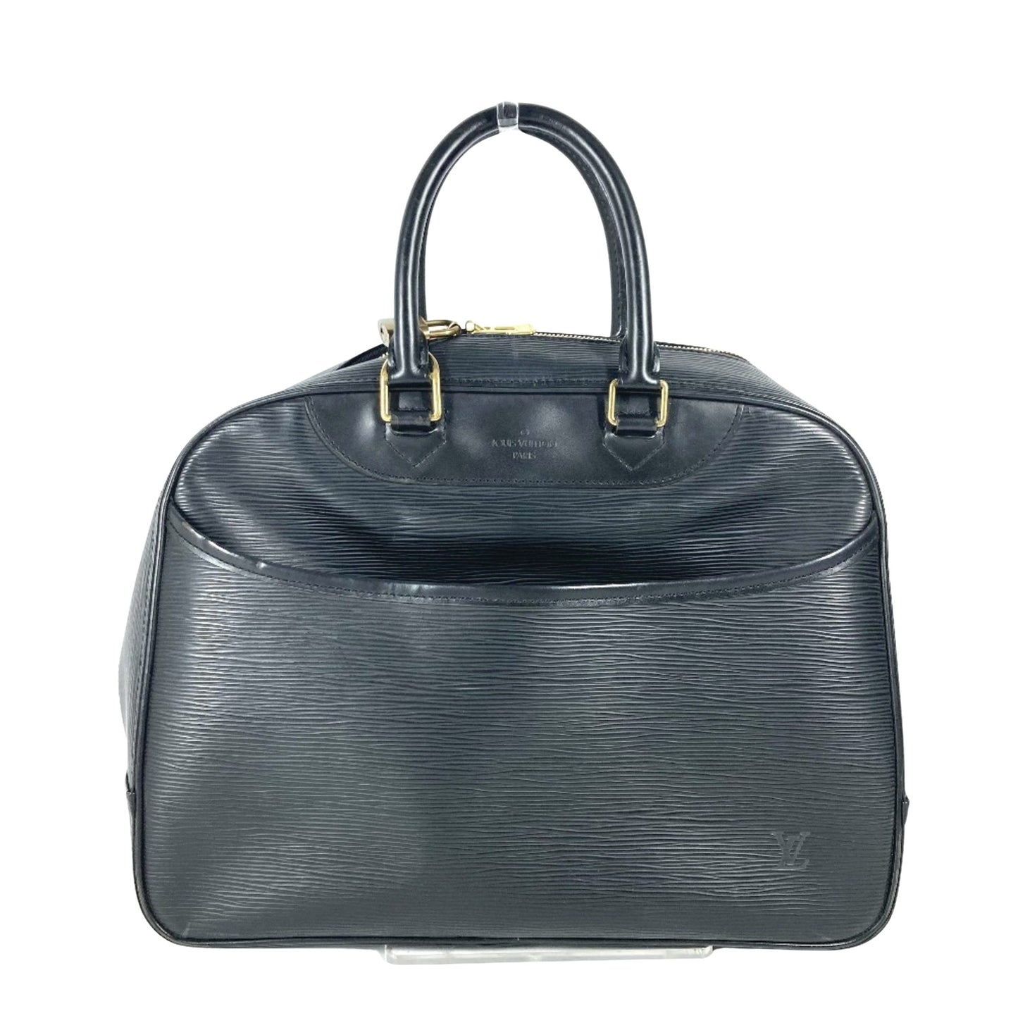 Louis Vuitton Deauville, Black, Leather, handbag