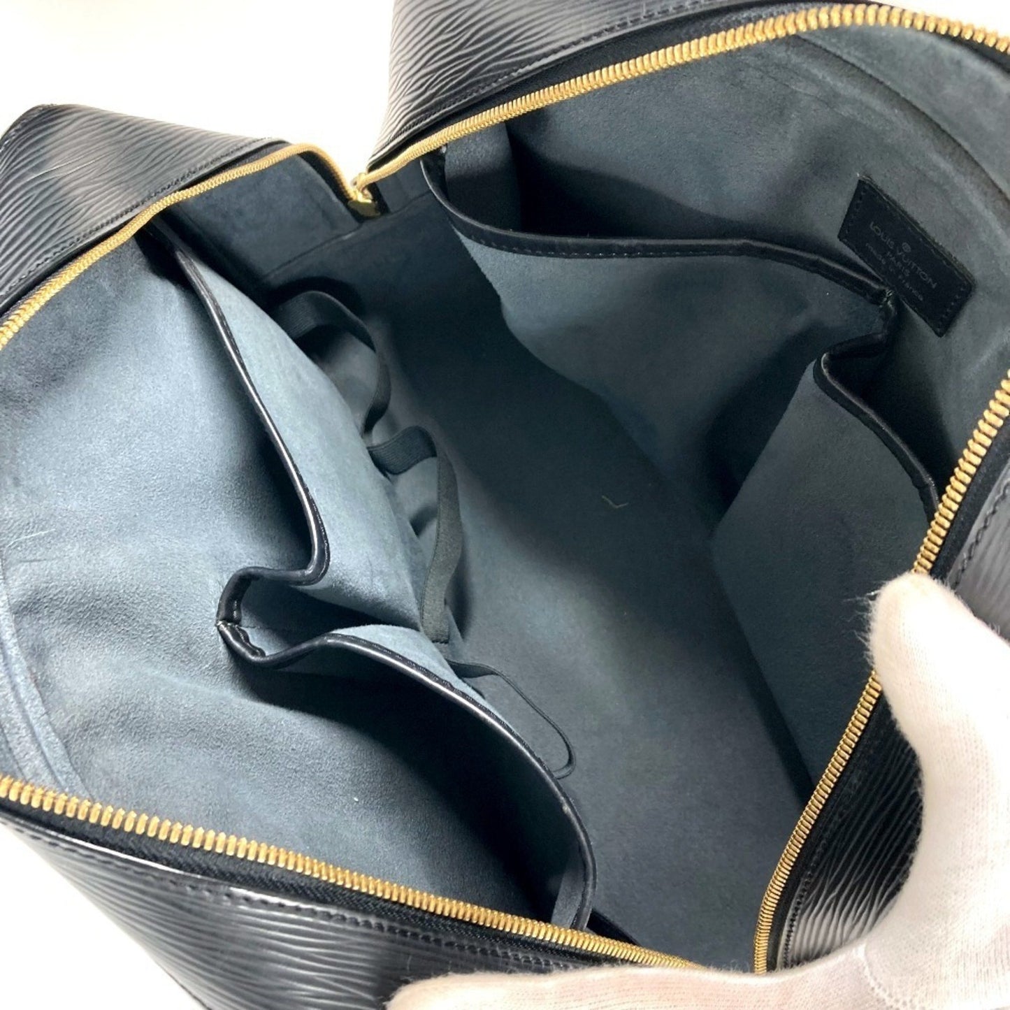 Louis Vuitton Deauville, Black, Leather, handbag