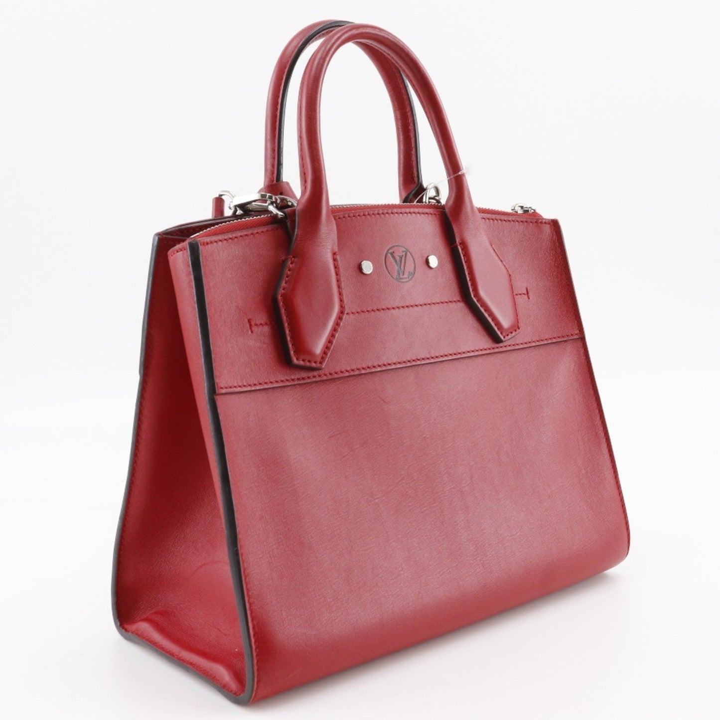 Louis Vuitton City steamer, Red, Leather, handbag
