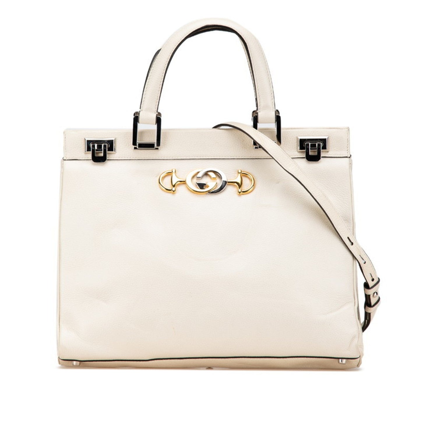 Gucci Horsebit, White, Leather, handbag
