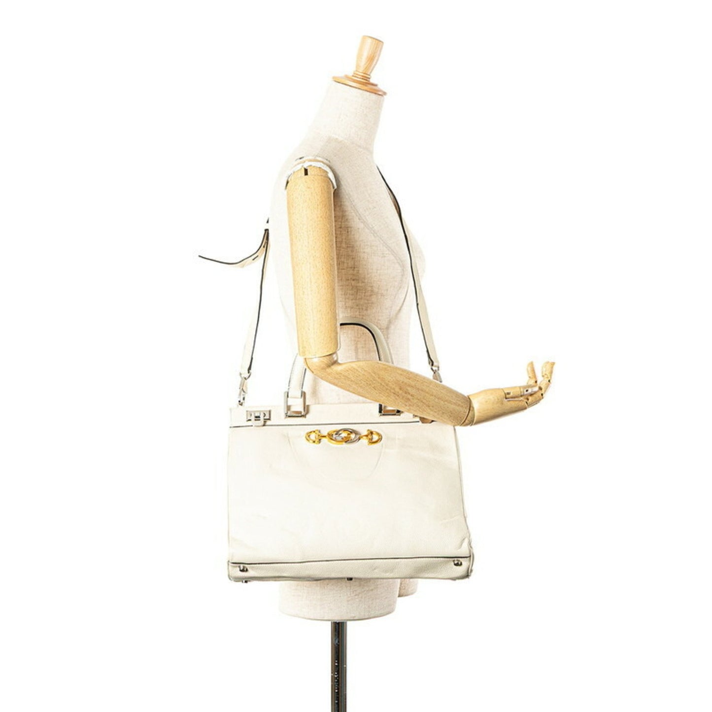 Gucci Horsebit, White, Leather, handbag