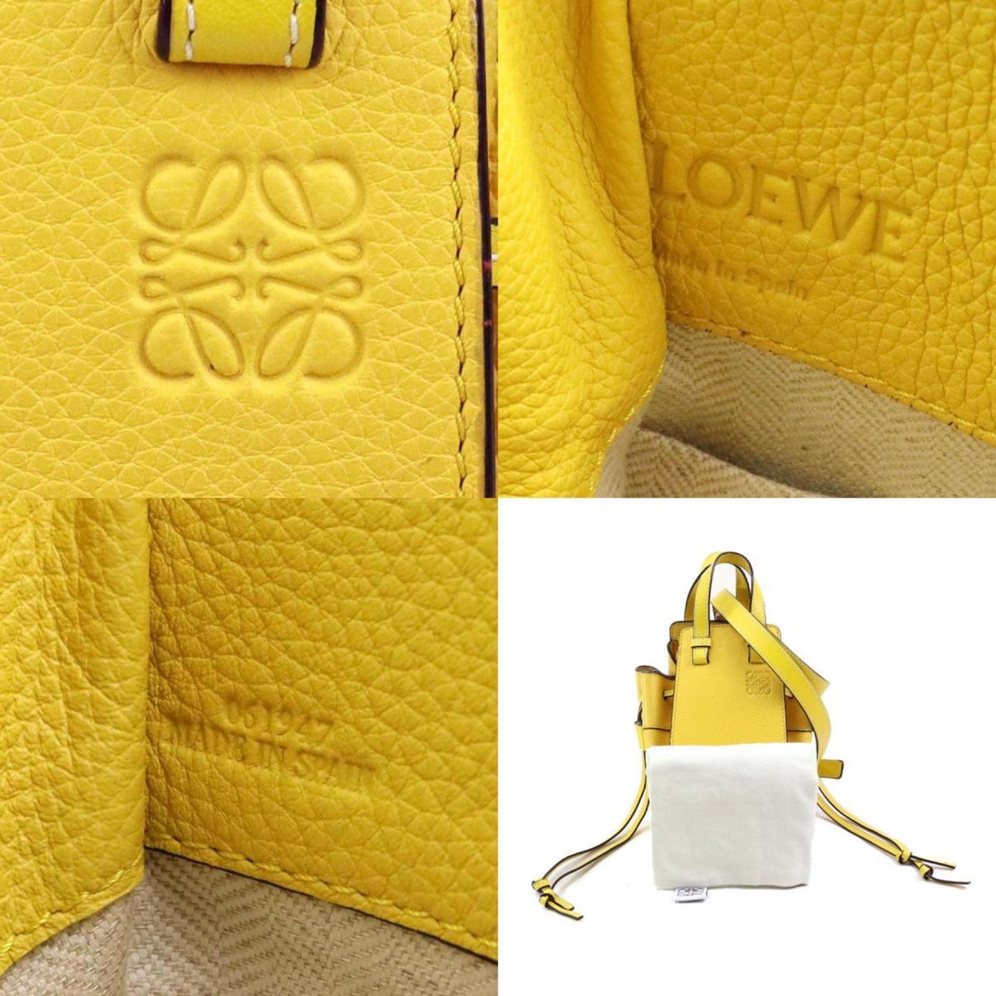 Loewe Hammock mini, Yellow, Leather, handbag