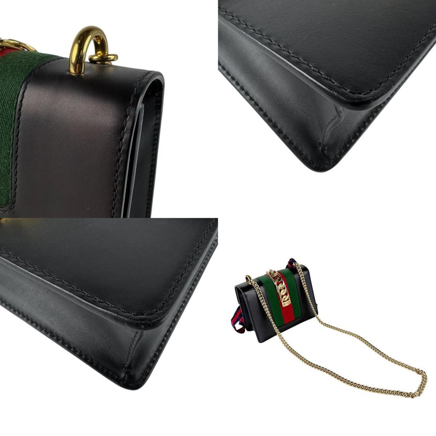 Gucci Sylvie, Black, Leather, shoulder