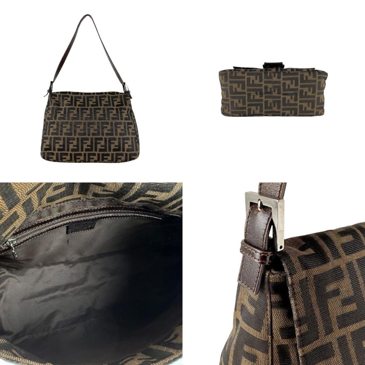 Fendi Mamma Baguette, Brown, Canvas, shoulder