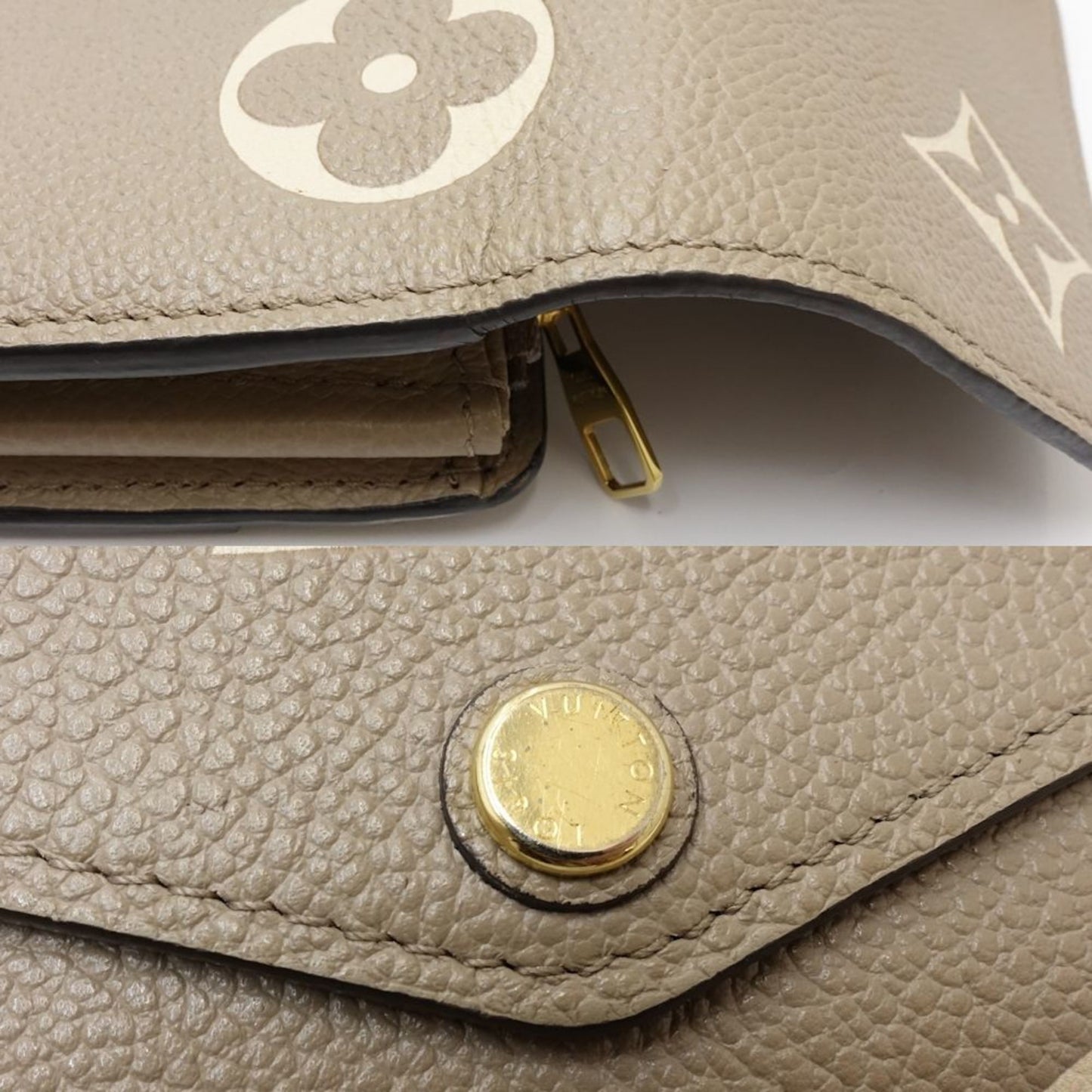 Louis Vuitton Portefeuille Sarah, Beige, Leather, wallet