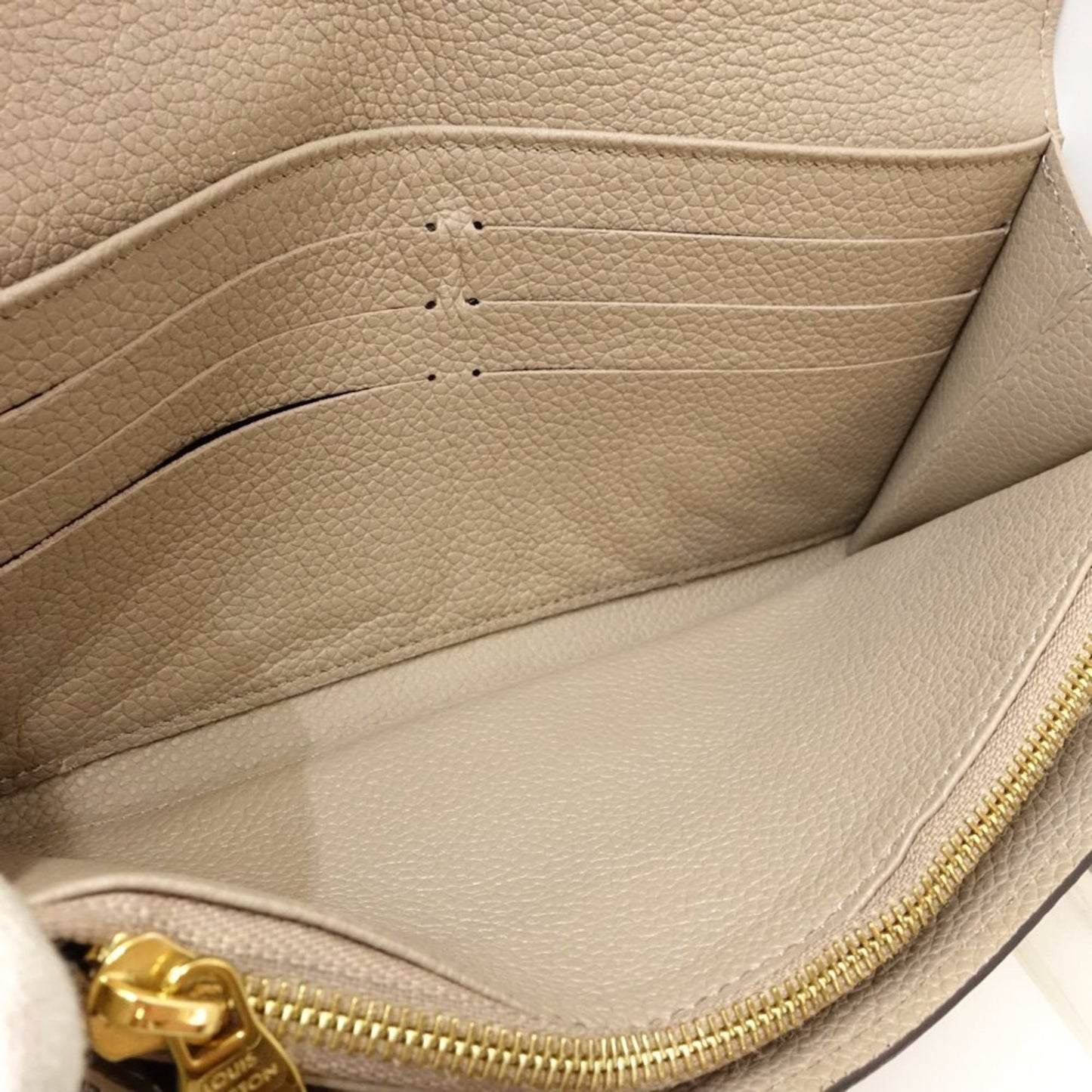 Louis Vuitton Portefeuille Sarah, Beige, Leather, wallet