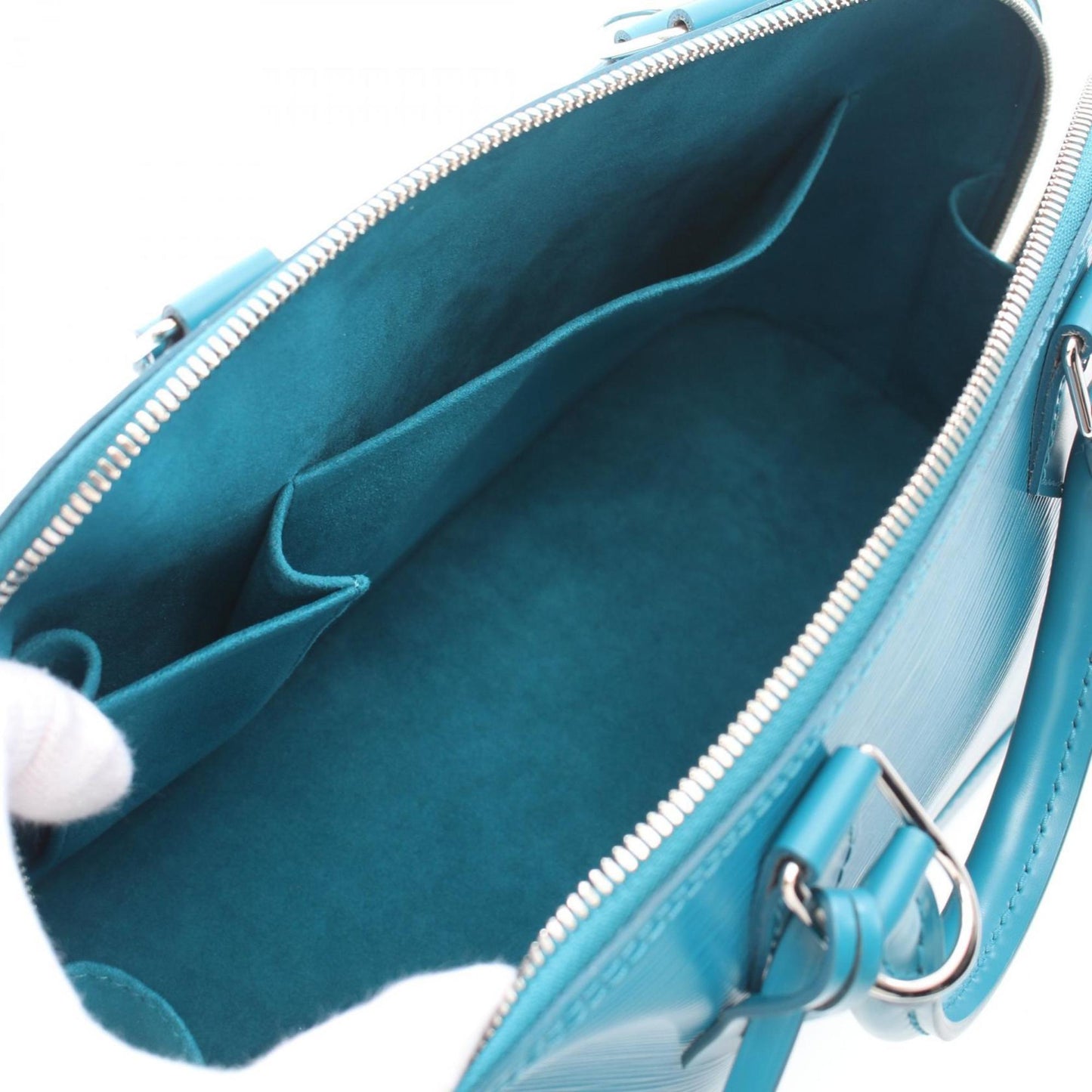 Louis Vuitton Alma, Blue, Leather, handbag