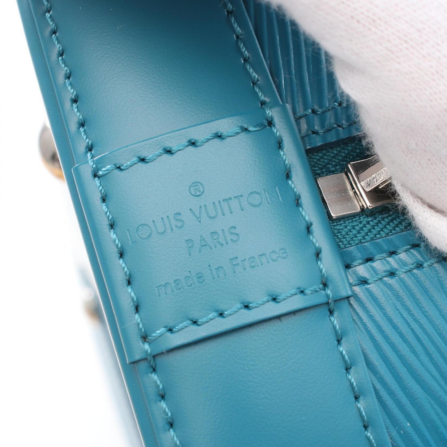 Louis Vuitton Alma, Blue, Leather, handbag