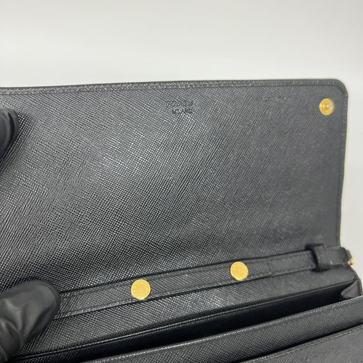 Prada Chain Saffiano Leather, Black, Leather, Crossbody Bag