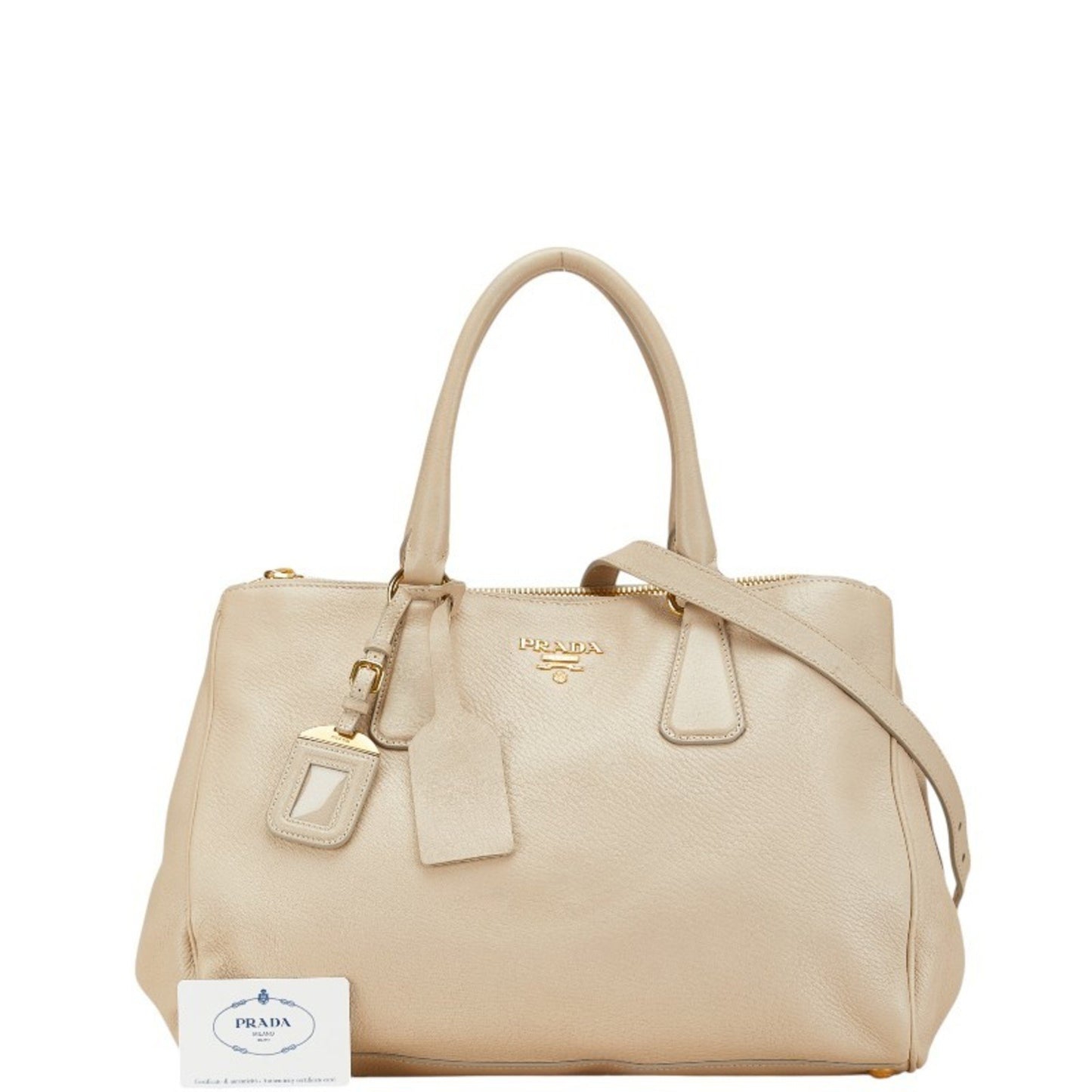 Prada Vitello, Beige, Leather, handbag