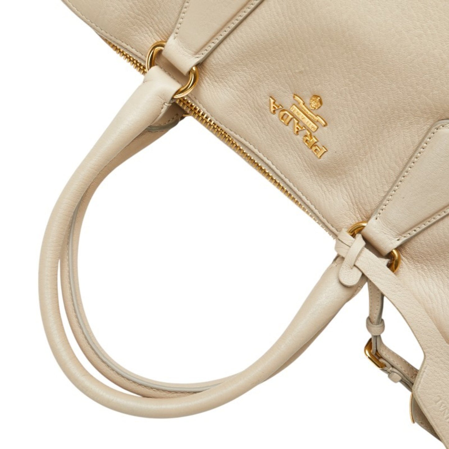 Prada Vitello, Beige, Leather, handbag
