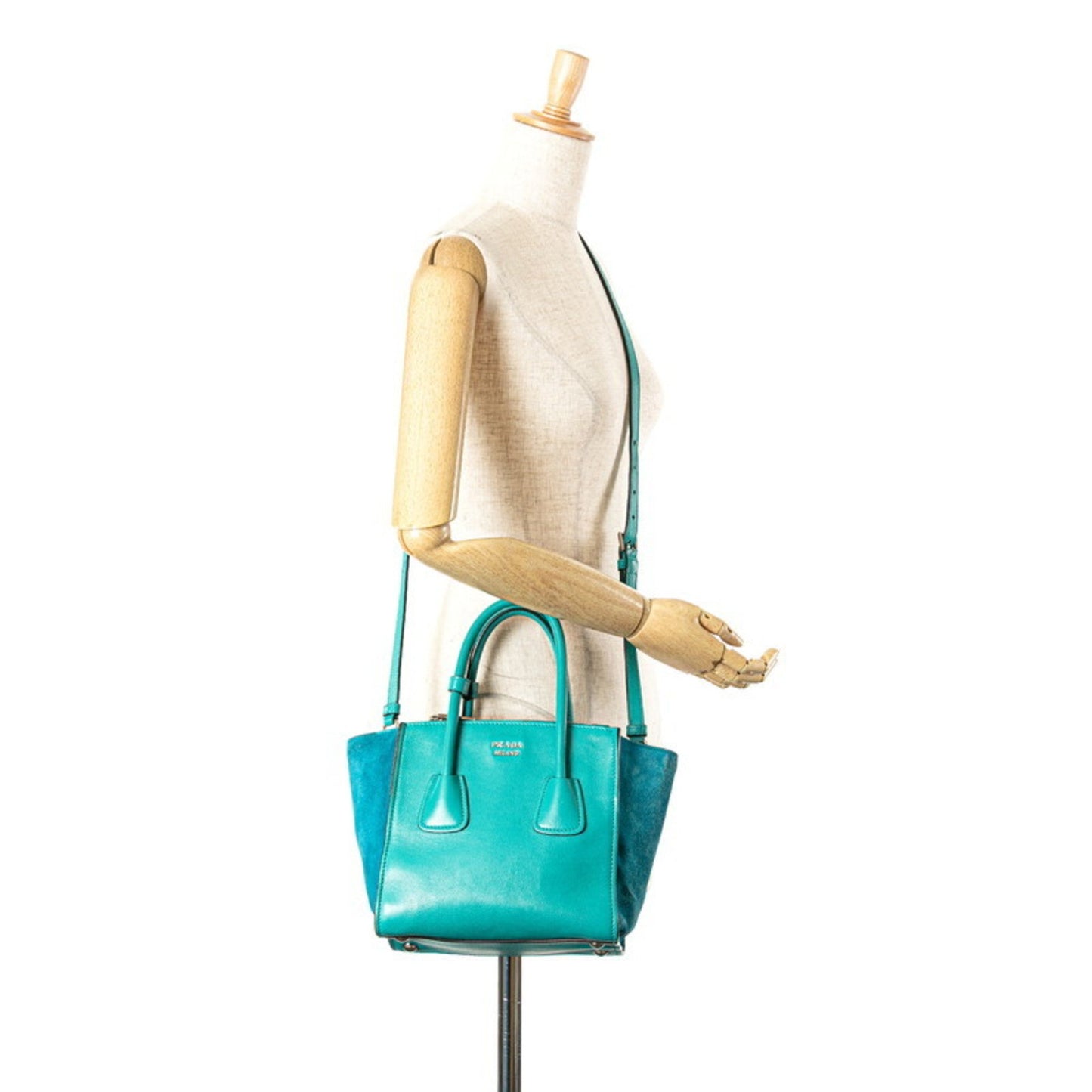 Prada Saffiano, Turquoise, Leather, handbag