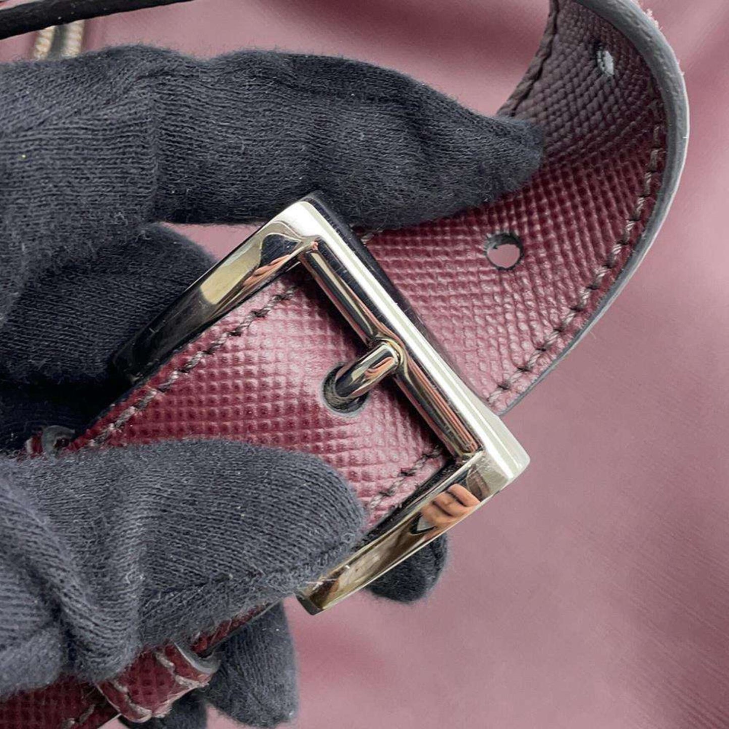 Prada Saffiano, Burgundy, Leather, shoulder