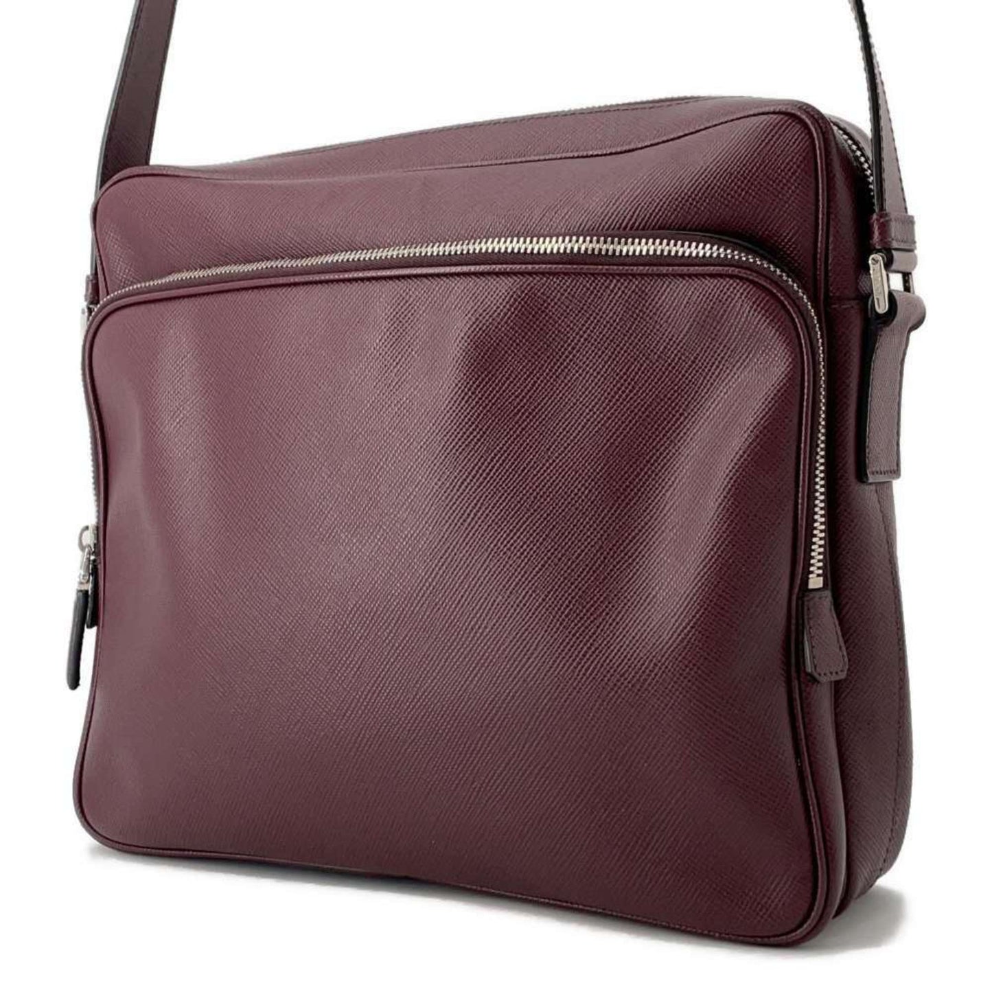 Prada Saffiano, Burgundy, Leather, shoulder