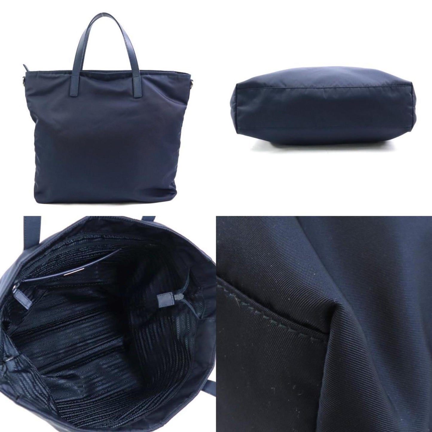 Prada, Navy, Canvas, tote