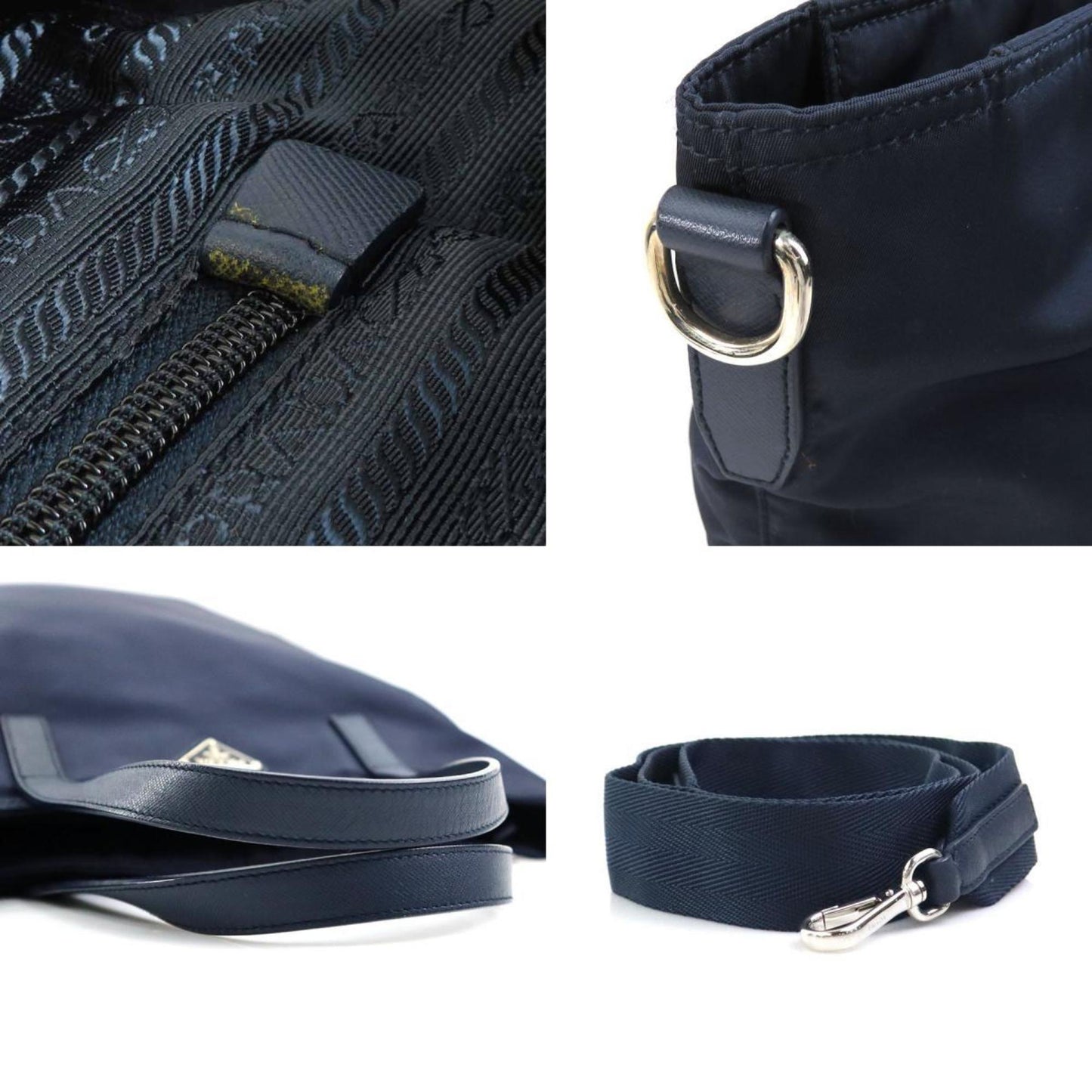 Prada, Navy, Canvas, tote