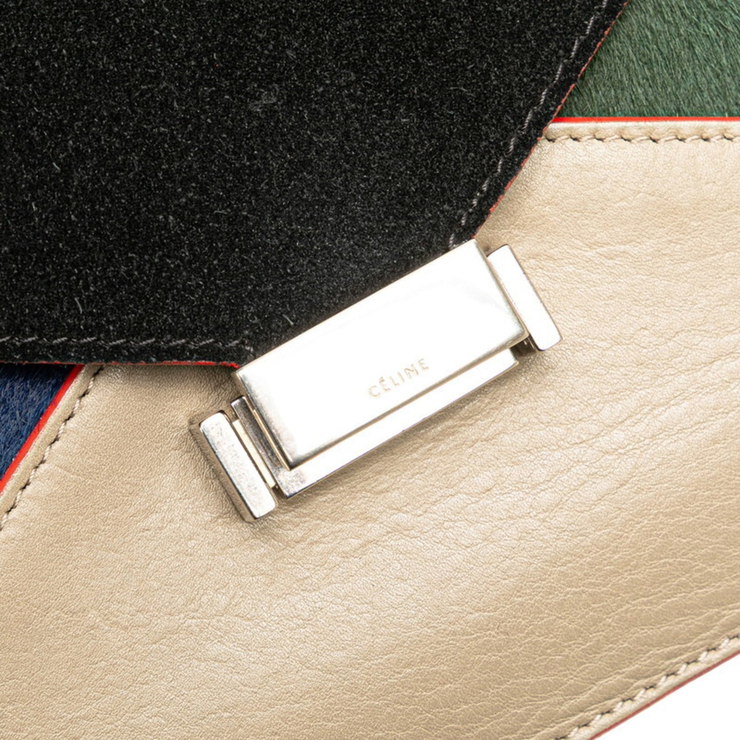 Céline Diamond Clutch, Black, Leather, clutch