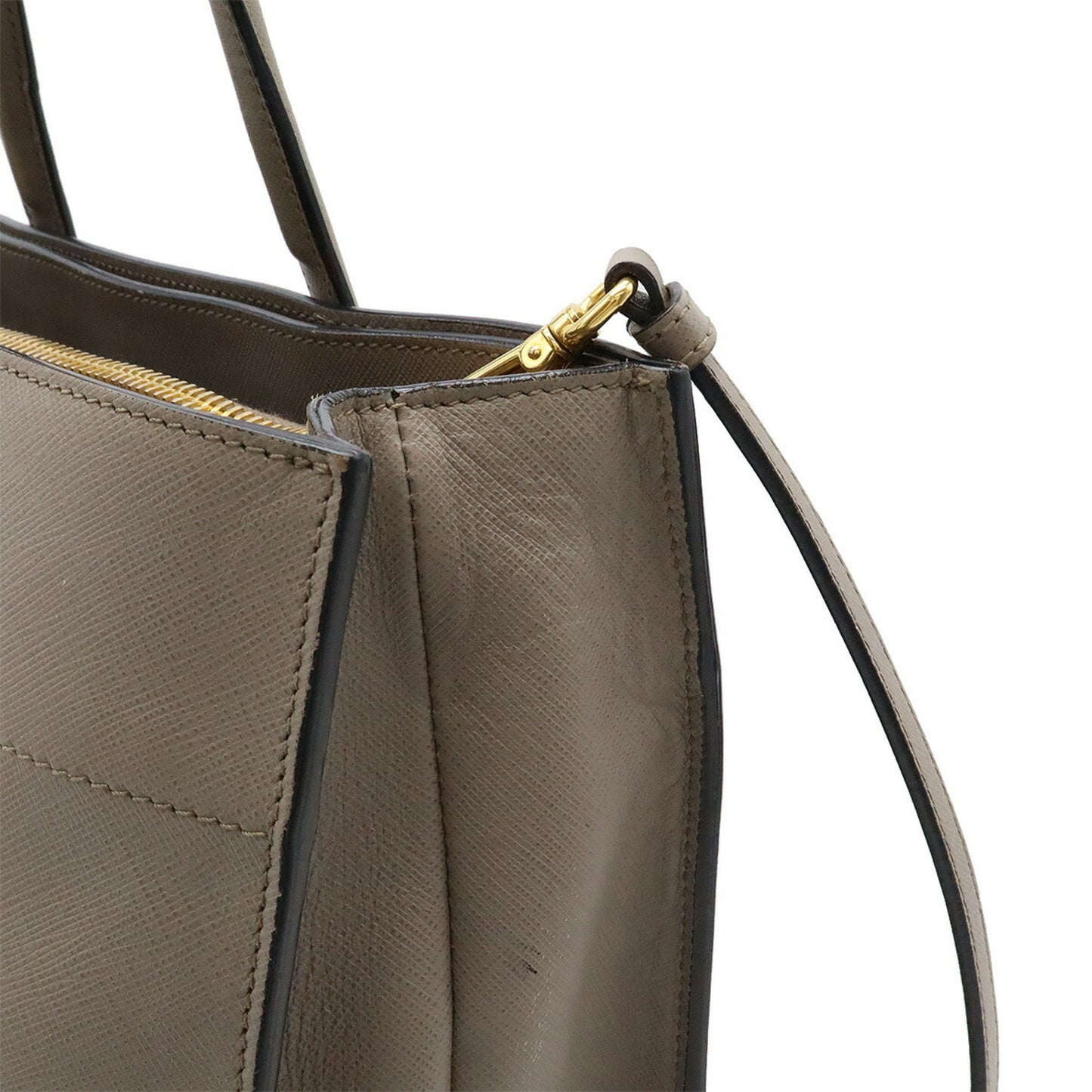 Prada Saffiano, Grey, Leather, handbag