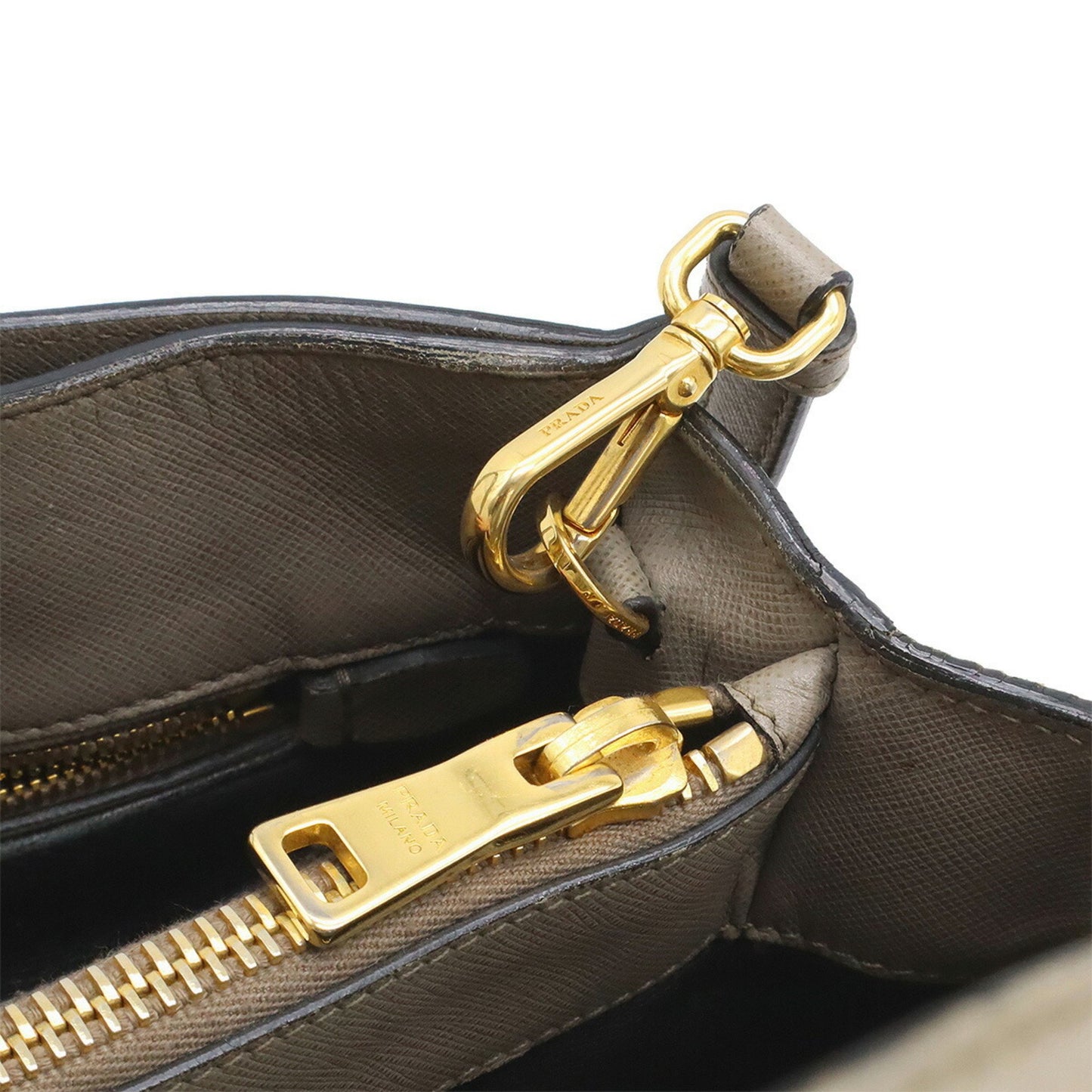 Prada Saffiano, Grey, Leather, handbag