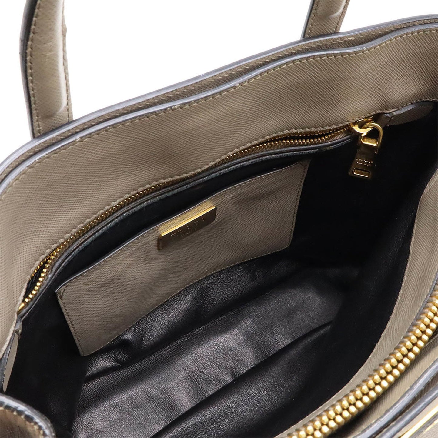 Prada Saffiano, Grey, Leather, handbag