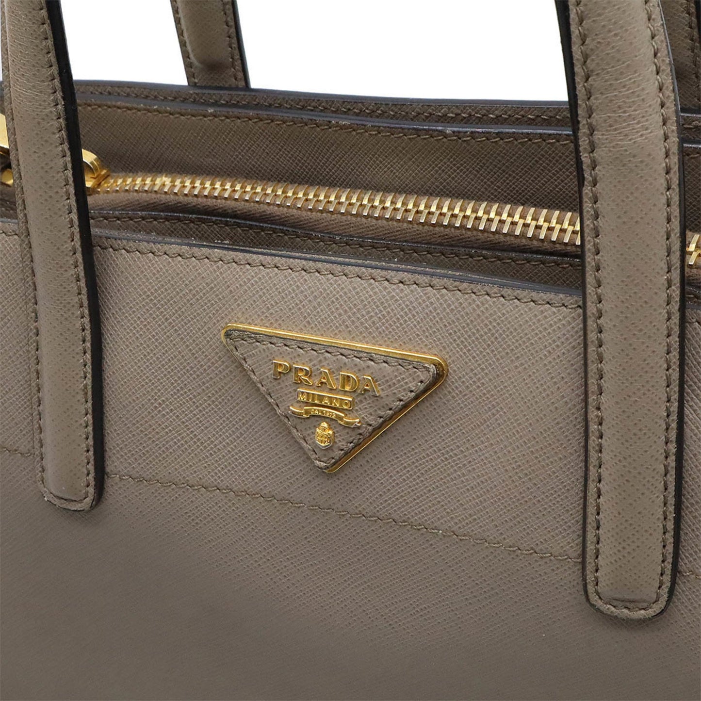 Prada Saffiano, Grey, Leather, handbag