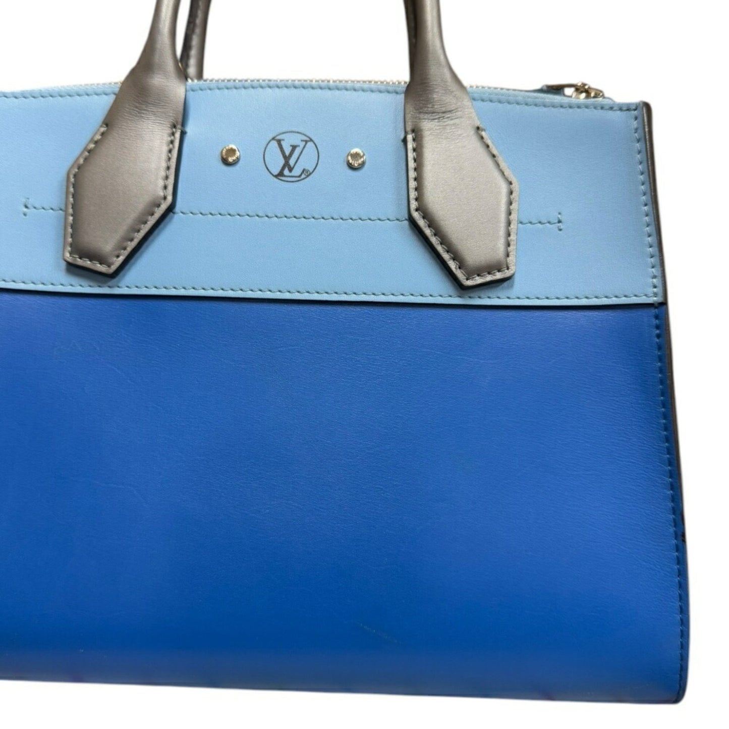 Louis Vuitton City steamer, Blue, Leather, handbag