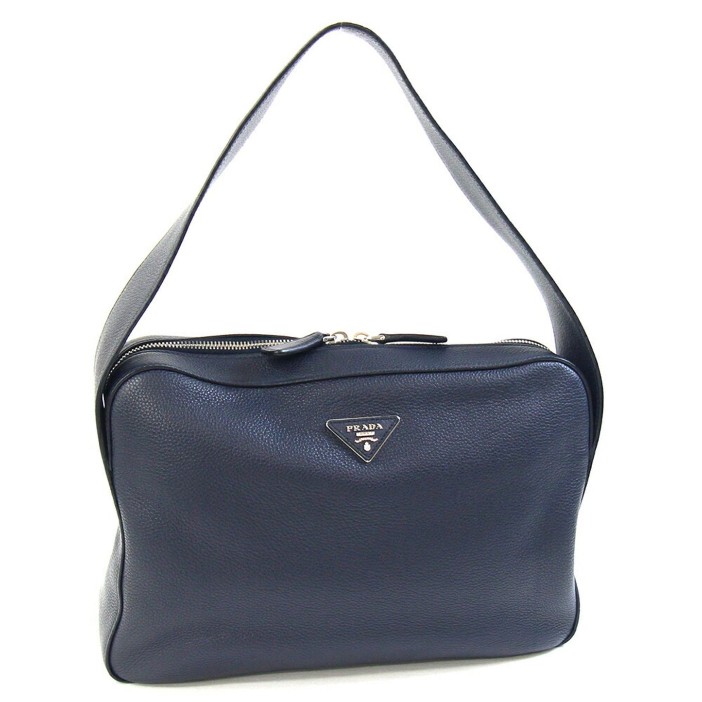 Prada, Navy, Leather, shoulder
