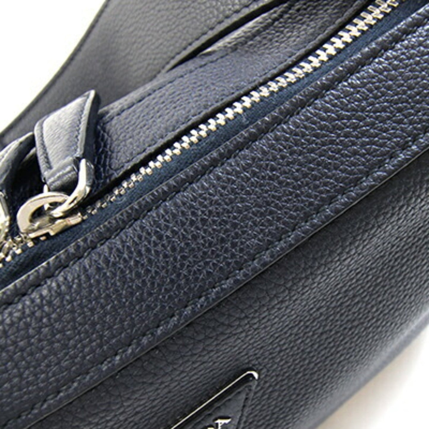 Prada, Navy, Leather, shoulder