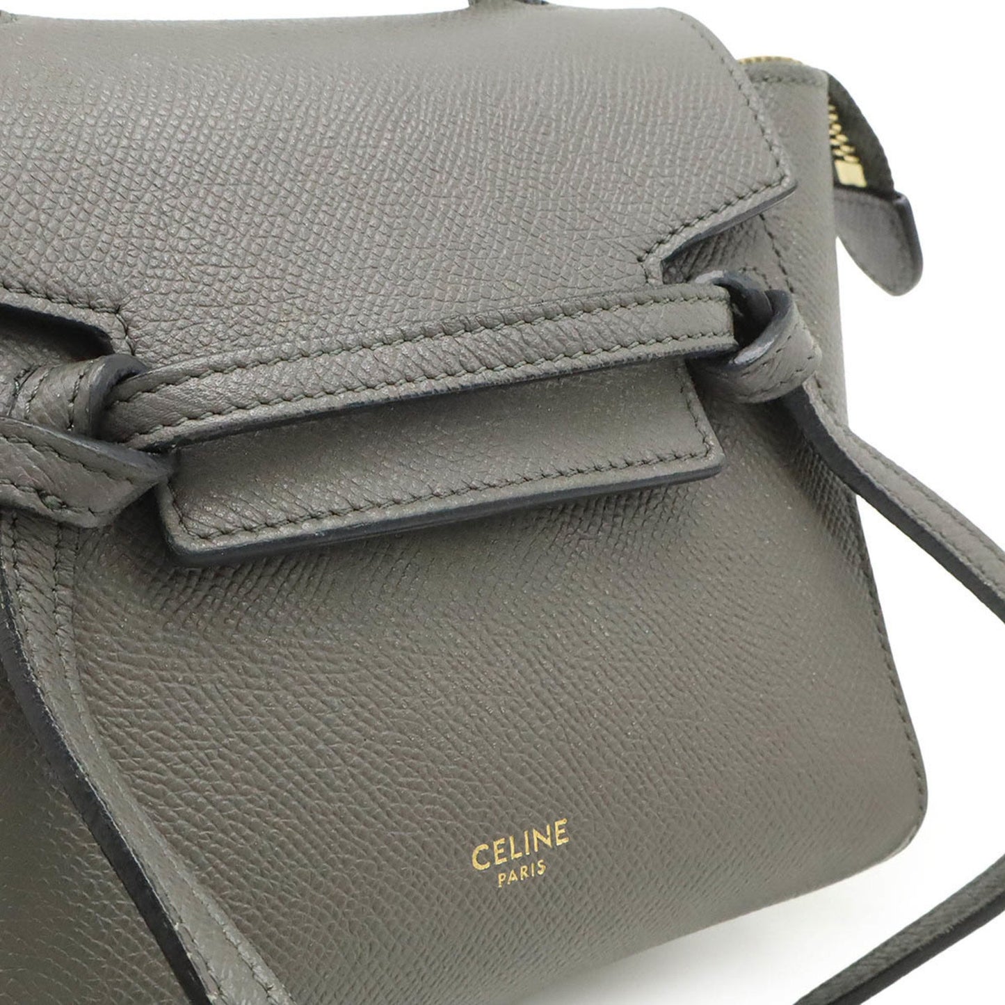 Céline Belt, Grey, Leather, handbag