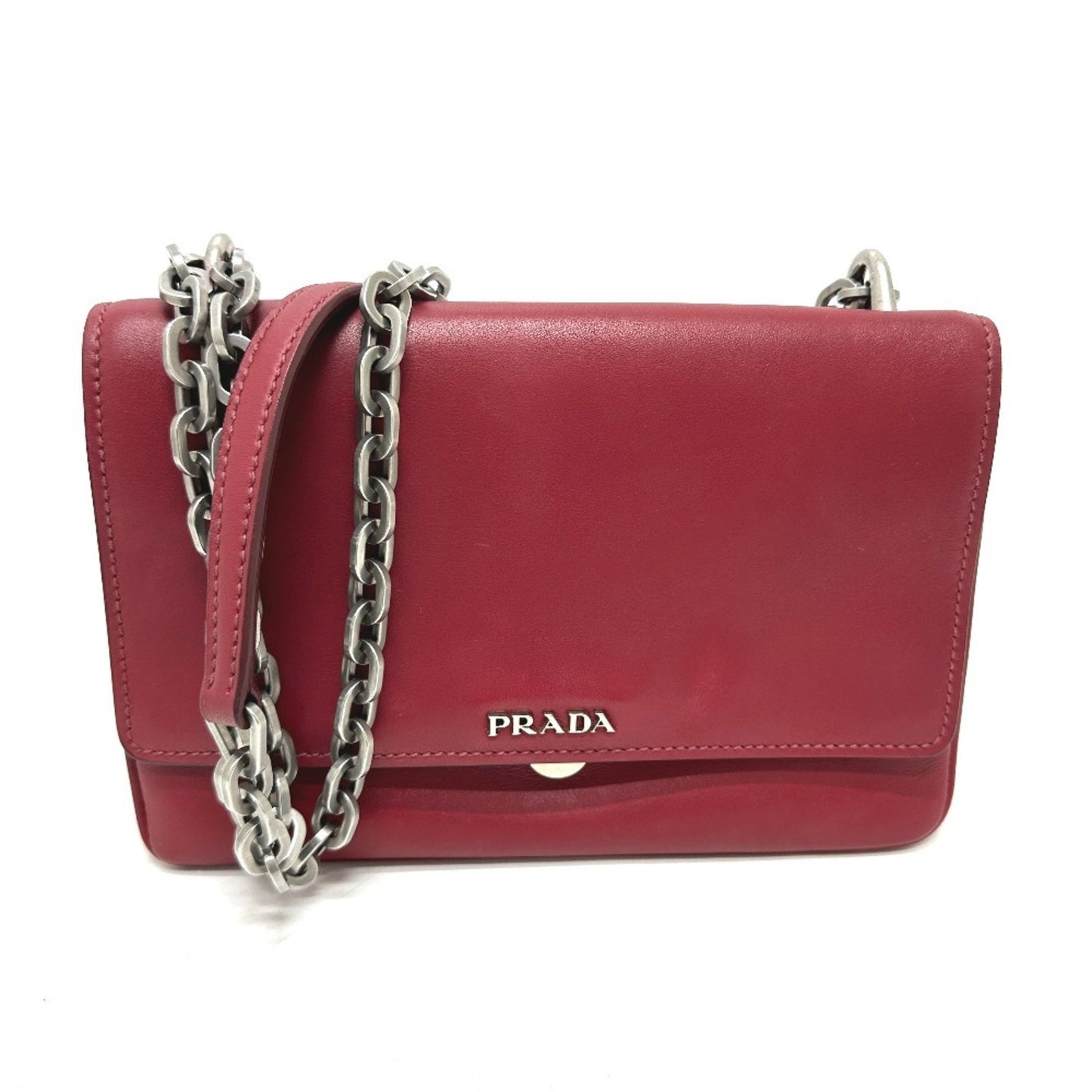 Prada --, Red, Leather, clutch