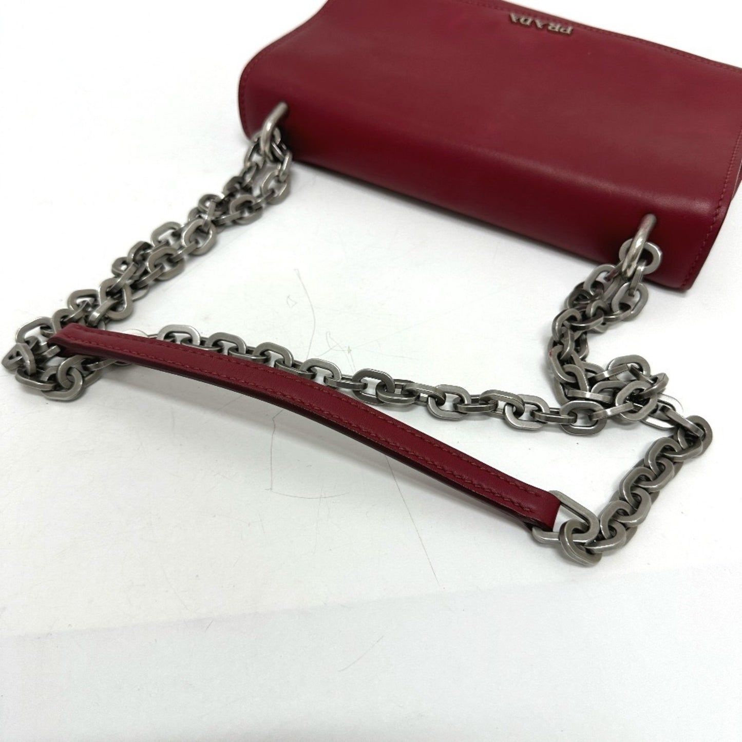 Prada --, Red, Leather, clutch