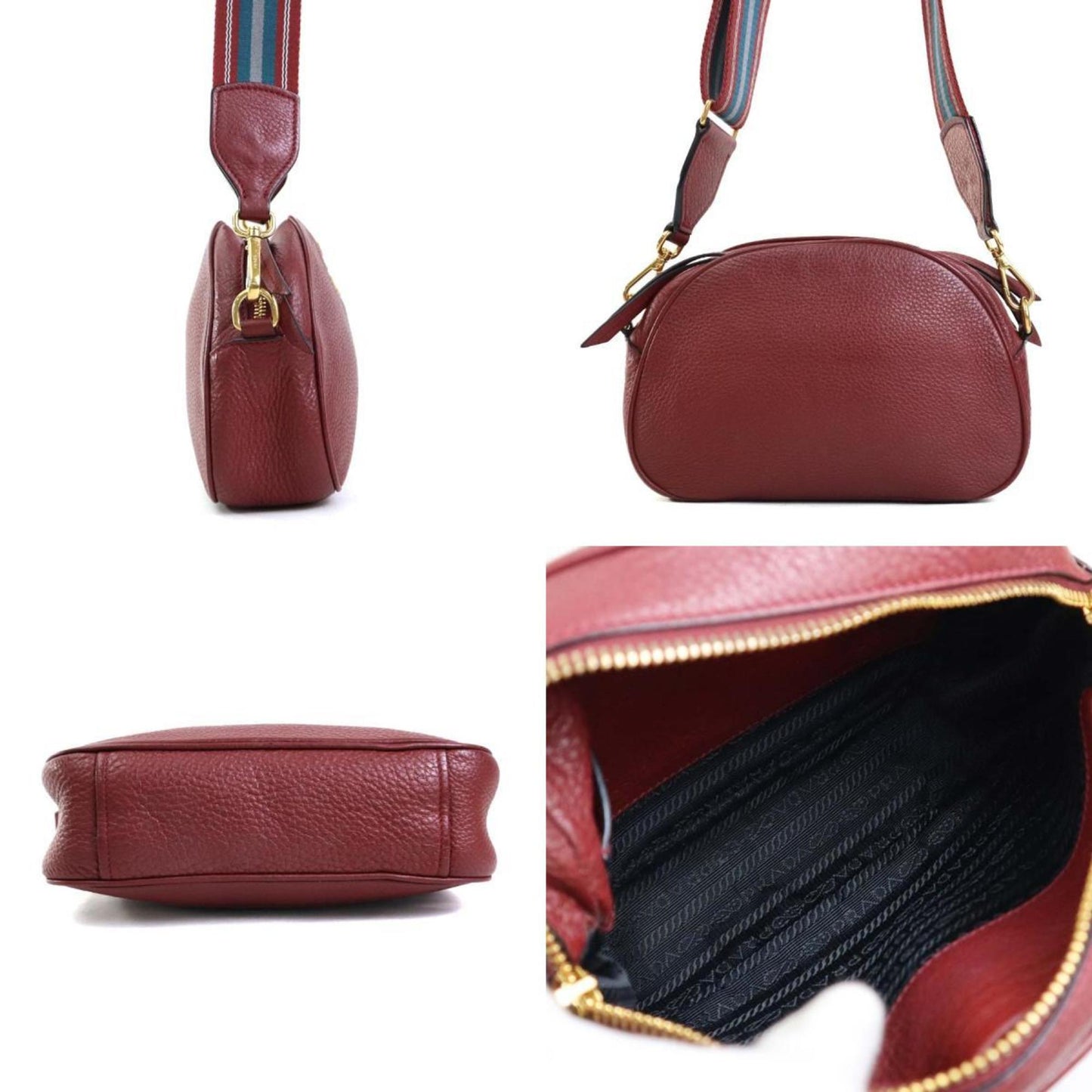 Prada, Burgundy, Leather, shoulder