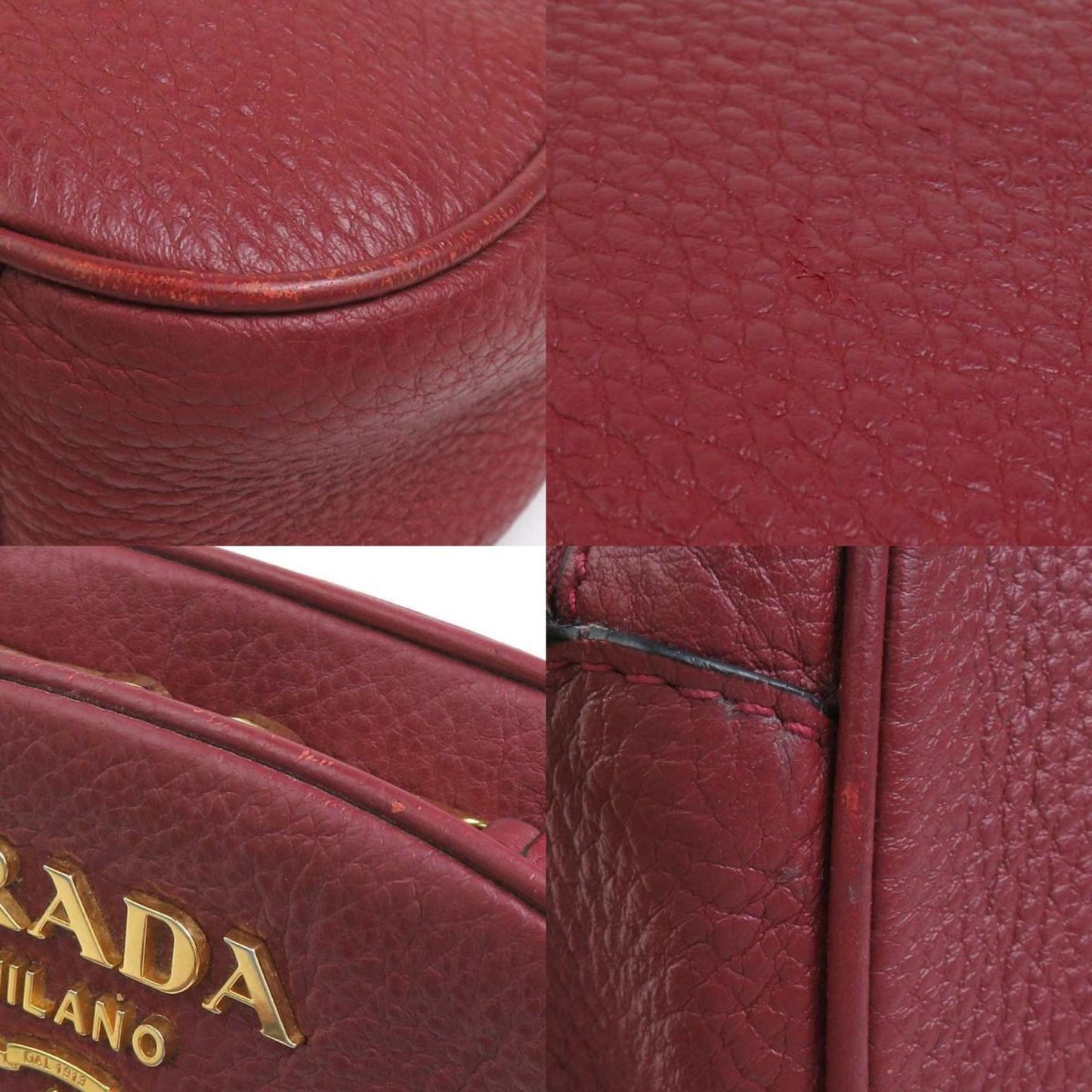 Prada, Burgundy, Leather, shoulder