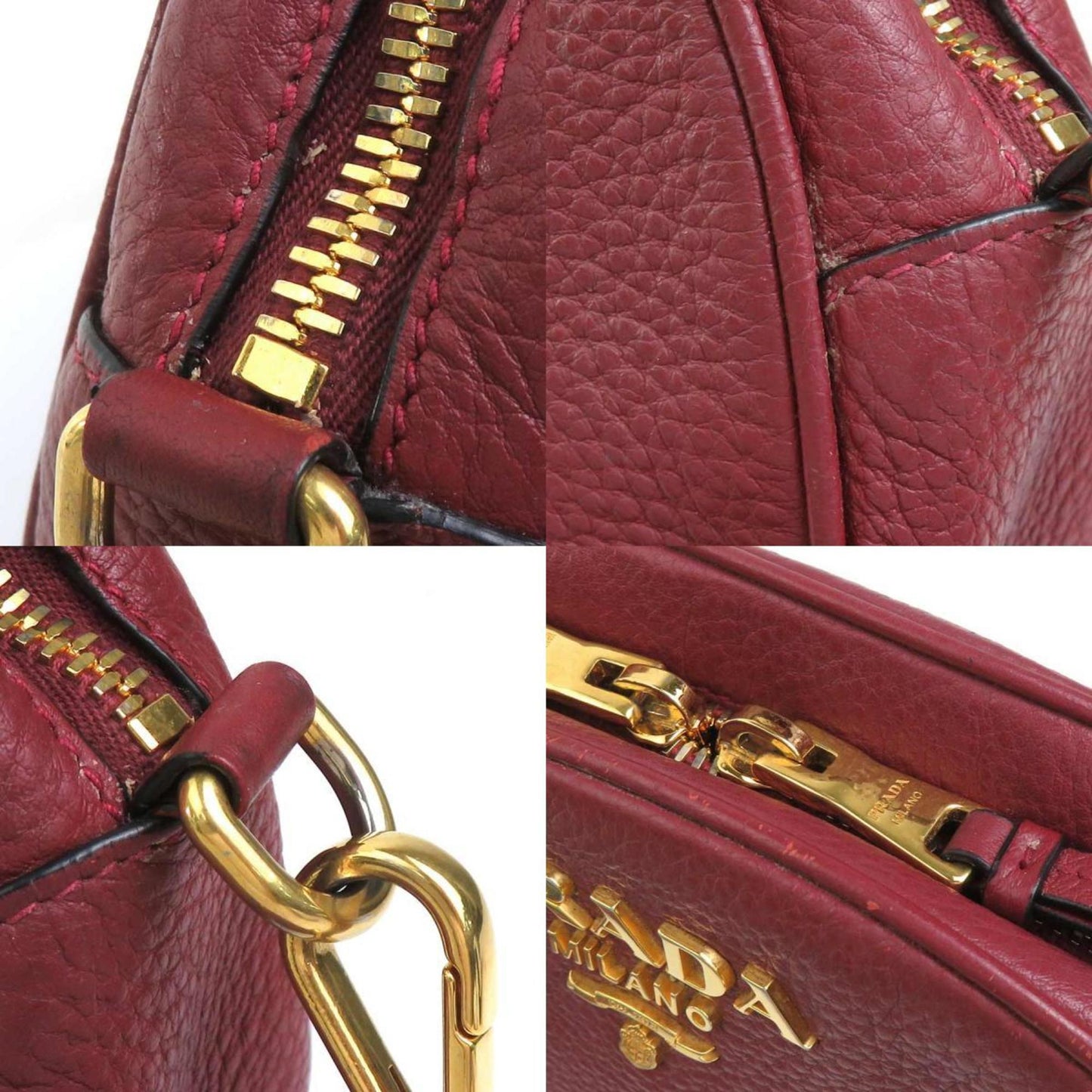 Prada, Burgundy, Leather, shoulder