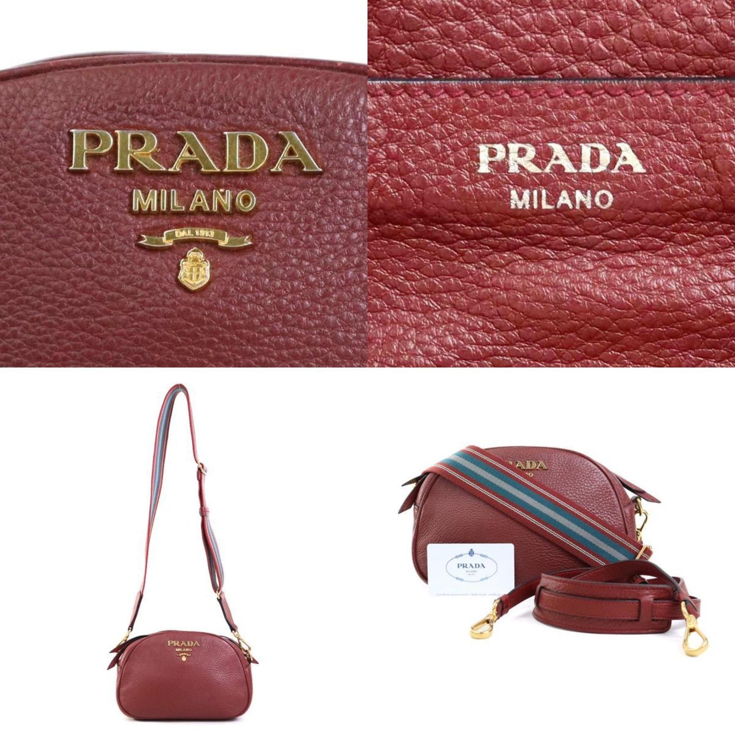 Prada, Burgundy, Leather, shoulder