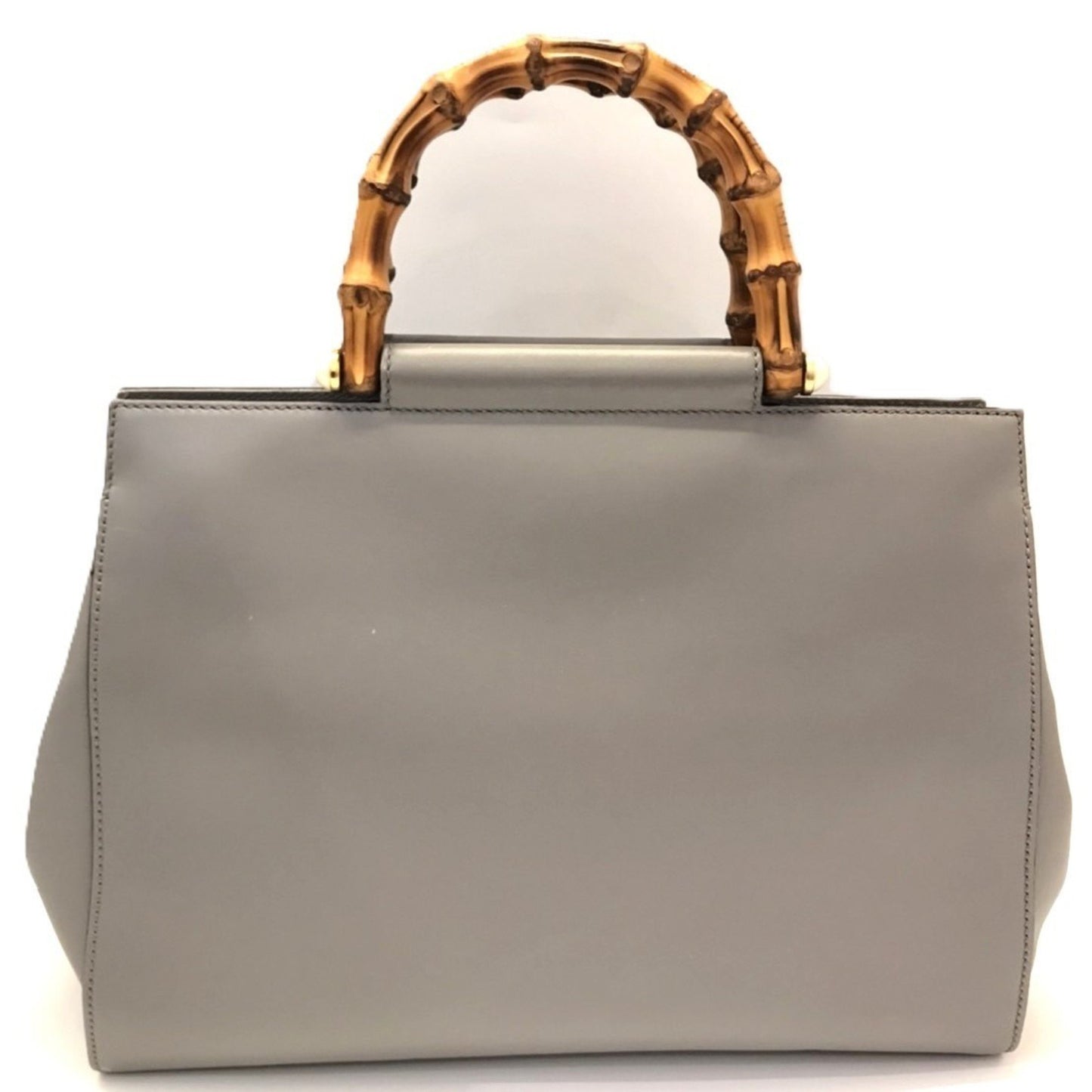 Gucci Bamboo, Grey, Leather, handbag