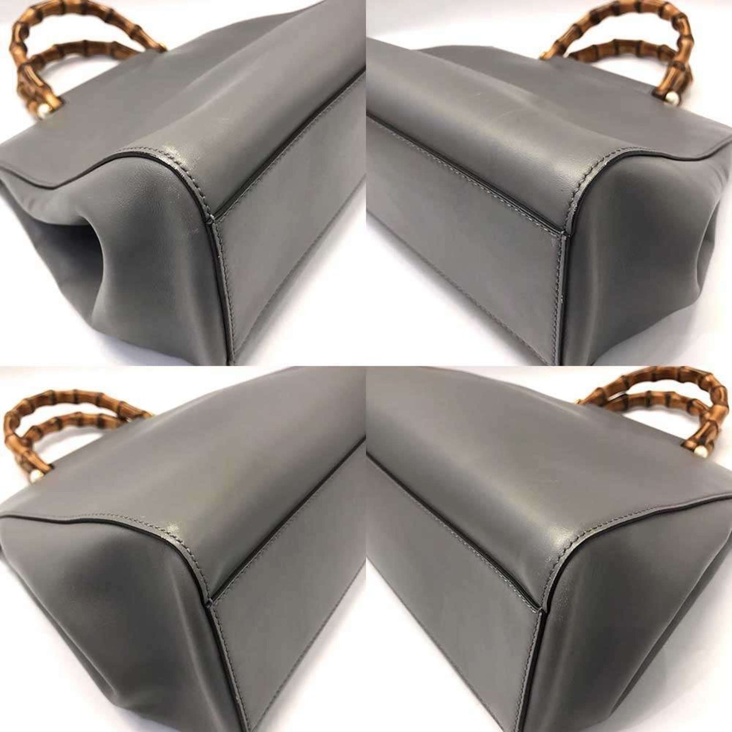 Gucci Bamboo, Grey, Leather, handbag