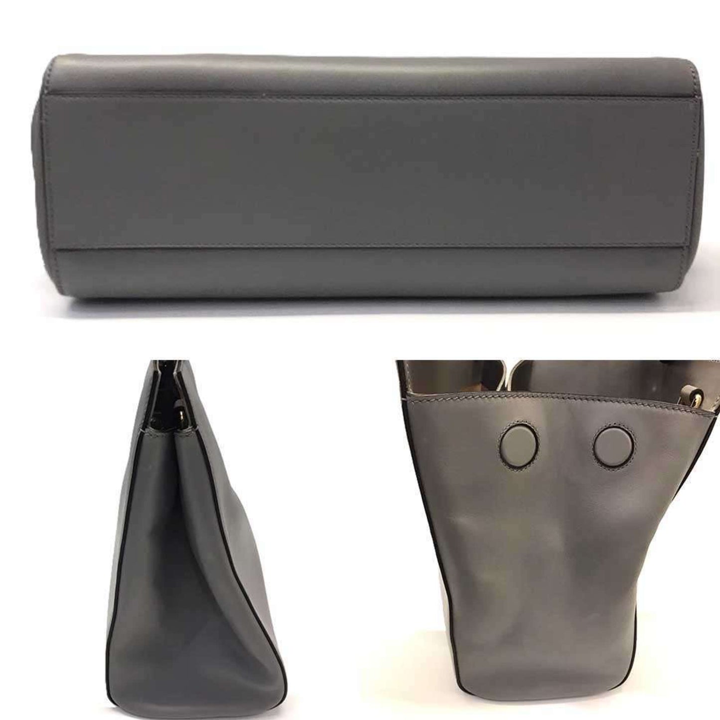Gucci Bamboo, Grey, Leather, handbag