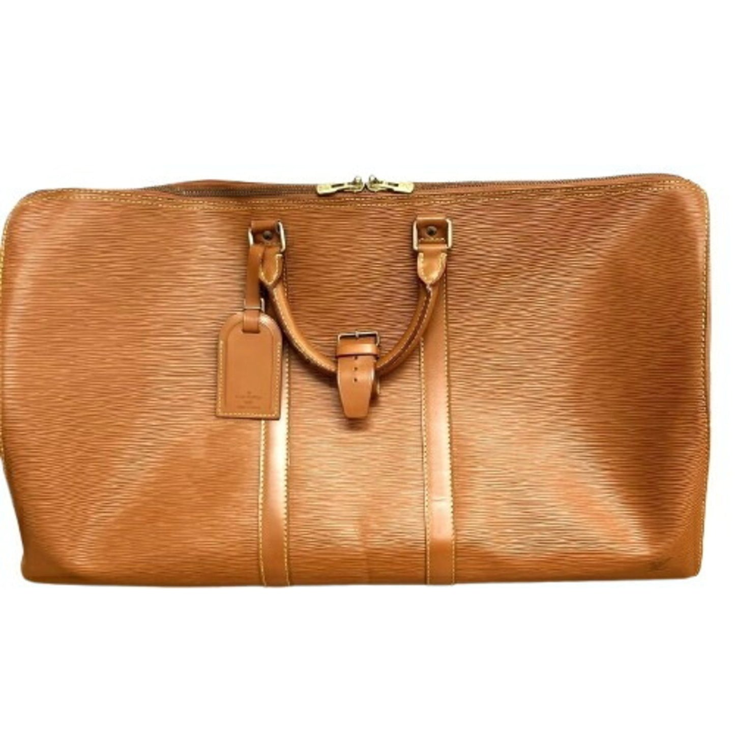 Louis Vuitton Keepall 55, Gold, Leather, travel
