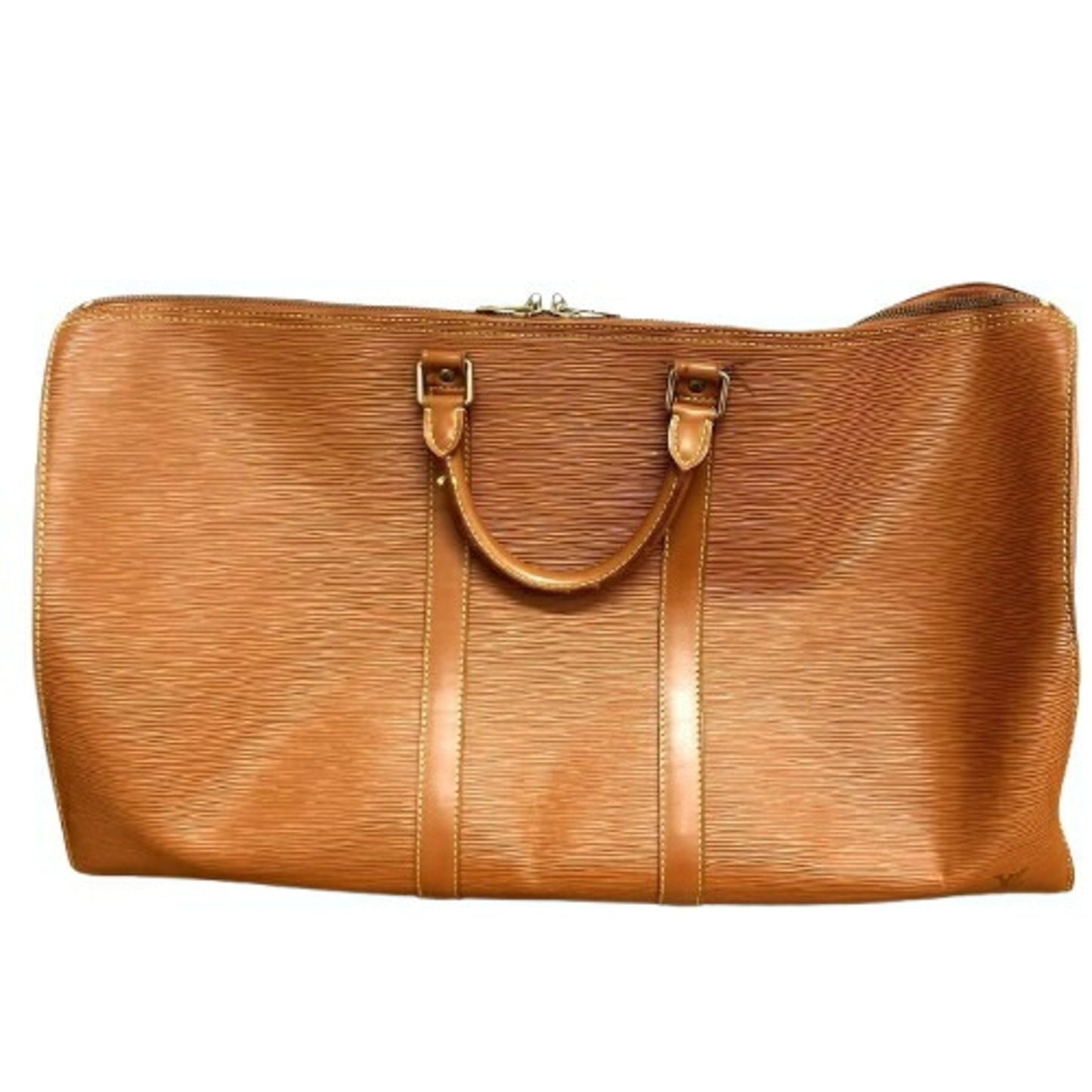 Louis Vuitton Keepall 55, Gold, Leather, travel