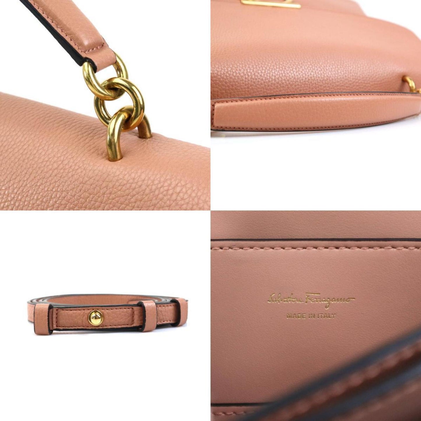Salvatore Ferragamo Genie, Pink, Leather, handbag